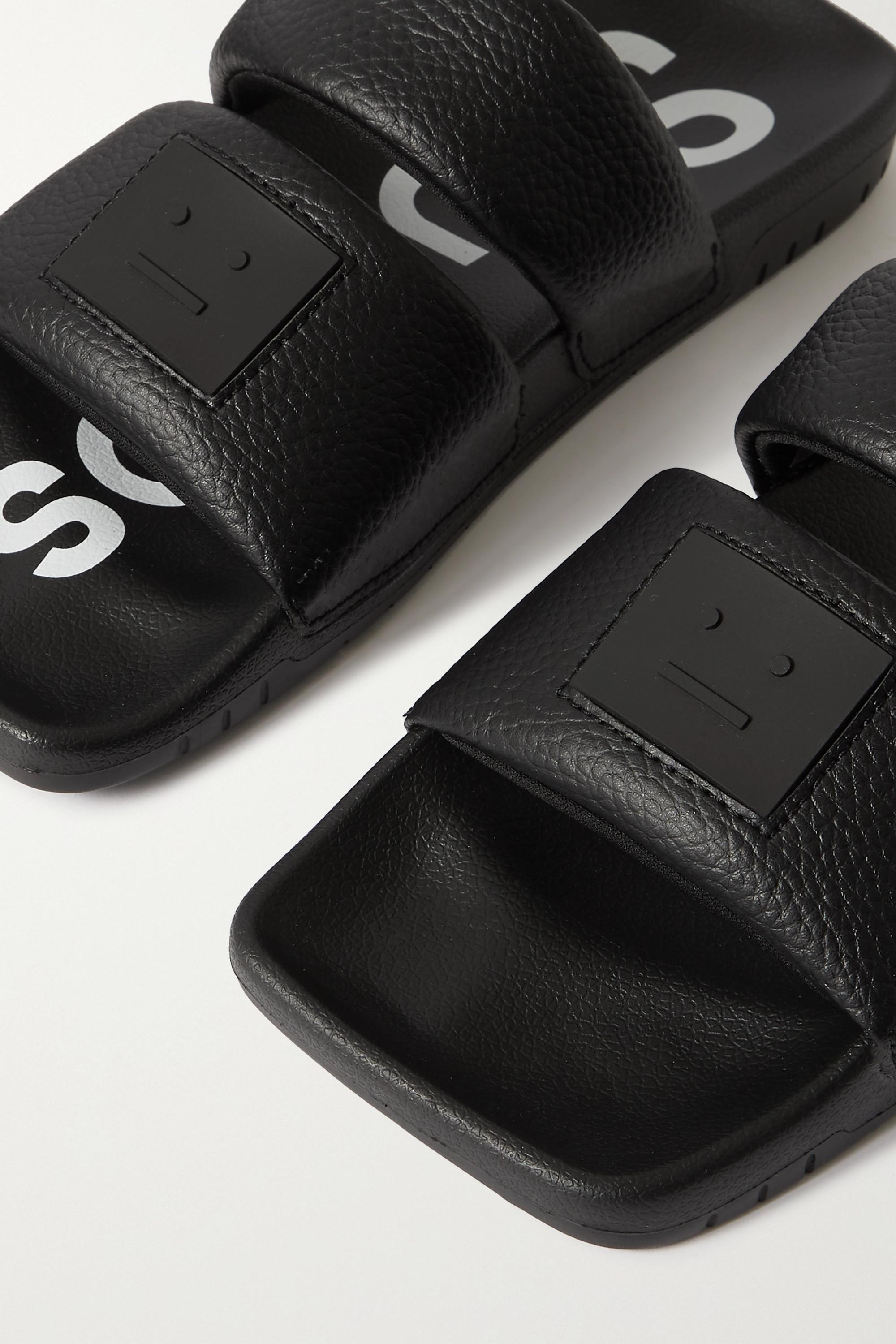 Acne Studios Logo-appliquéd Textured-leather Slides in Black | Lyst  Australia