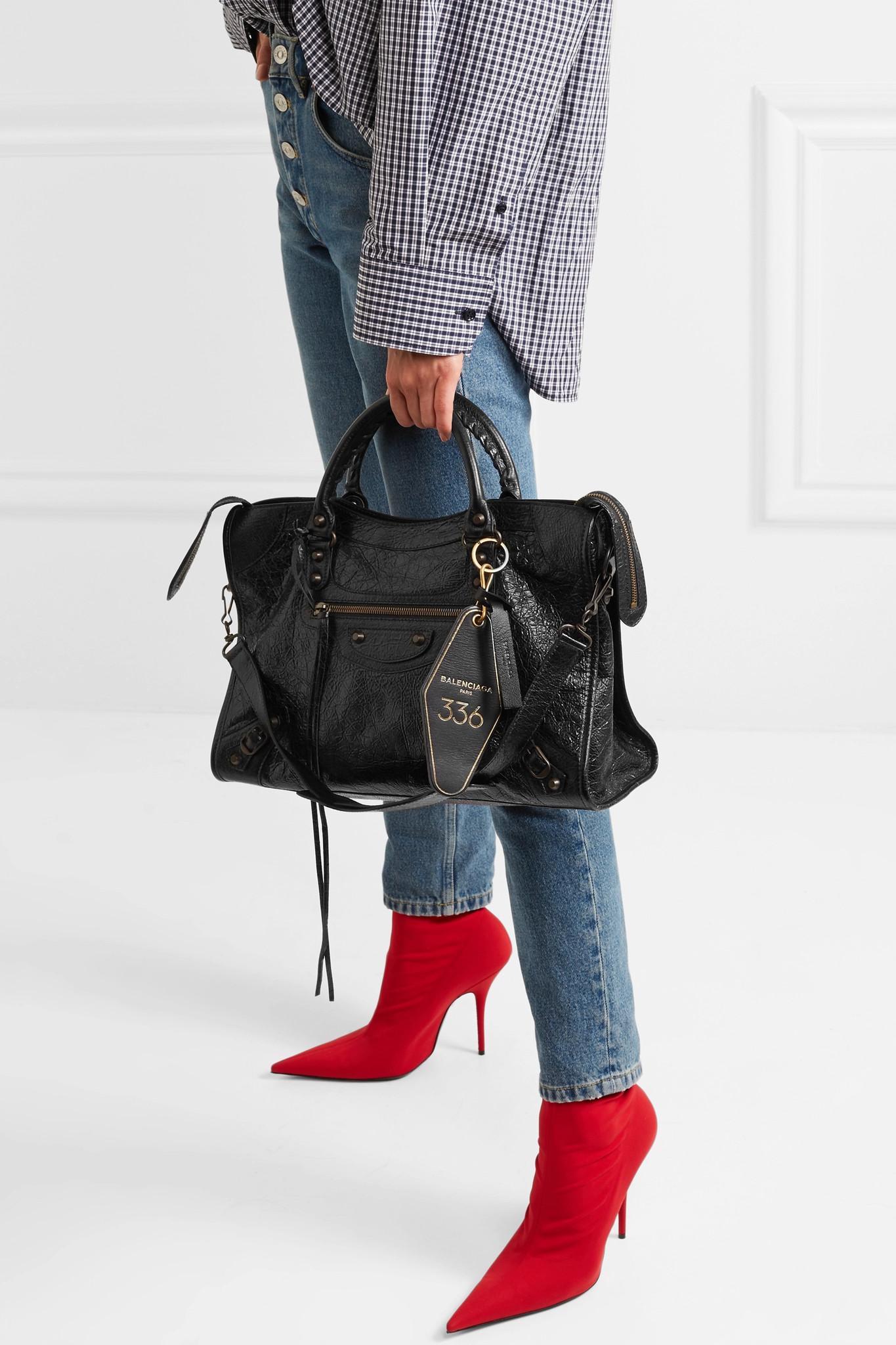 Balenciaga Hotel Embossed Leather Keychain in Black Lyst