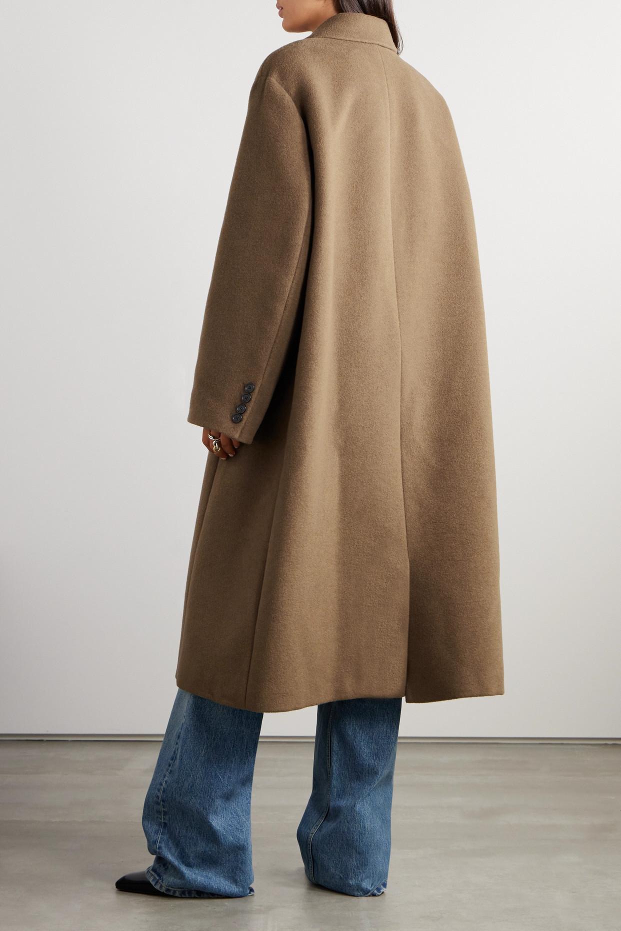 Saint Laurent Brushed Wool-felt Coat in Brown | Lyst