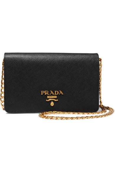 Prada Wallet On A Chain Leather Shoulder Bag in Black | Lyst