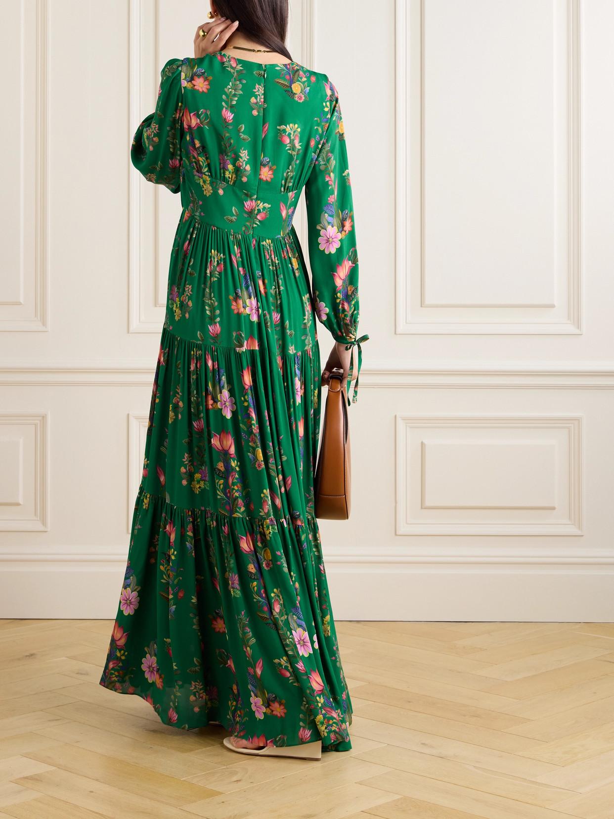 green emerald velvet dress Borgo de Nor Floral Dress (Size 8)  More Than You Can Imagine