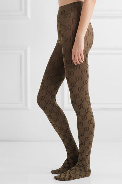 Gucci GG Pattern Tights in Brown