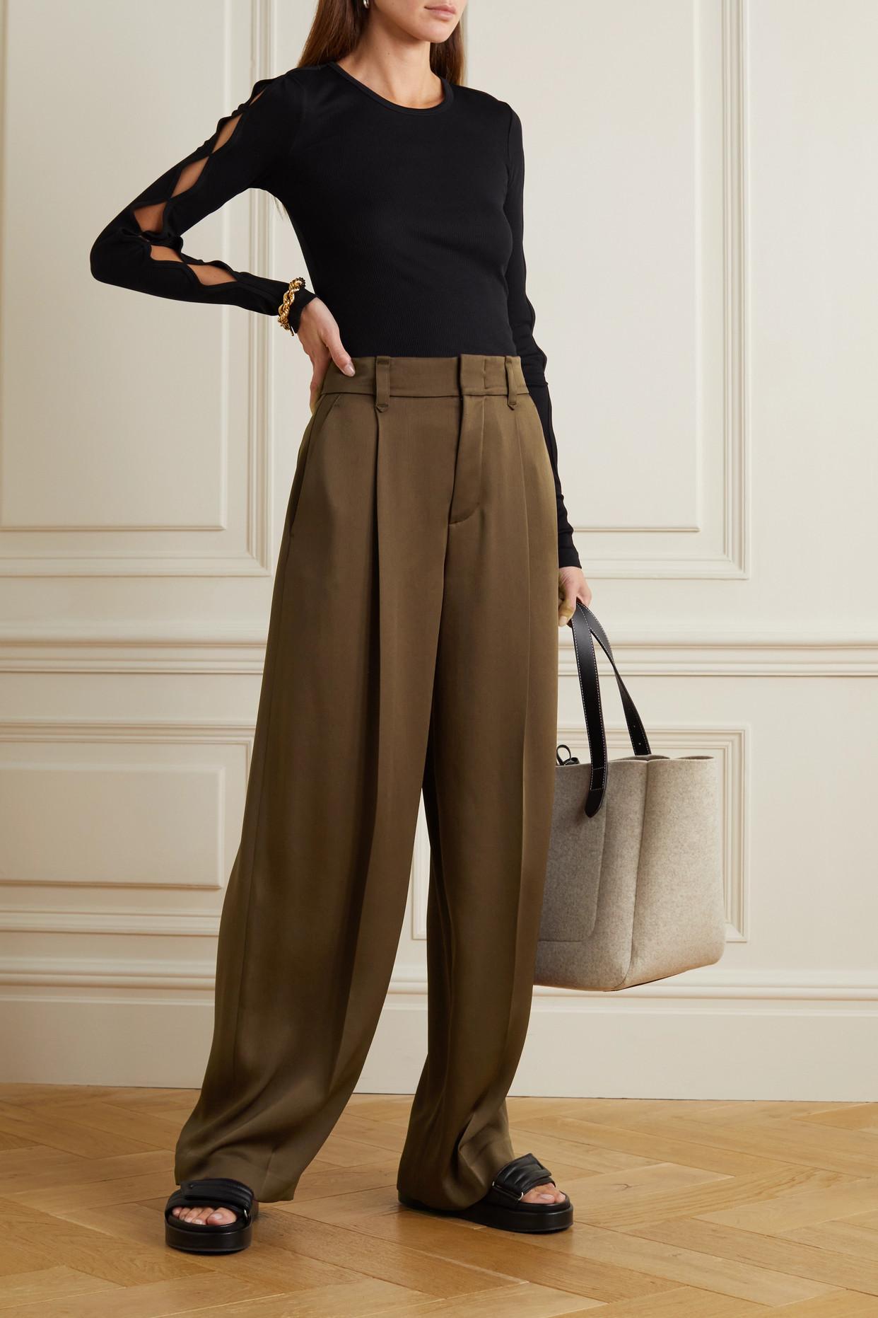 Vince Pleated Wool-blend Wide-leg Pants in Natural