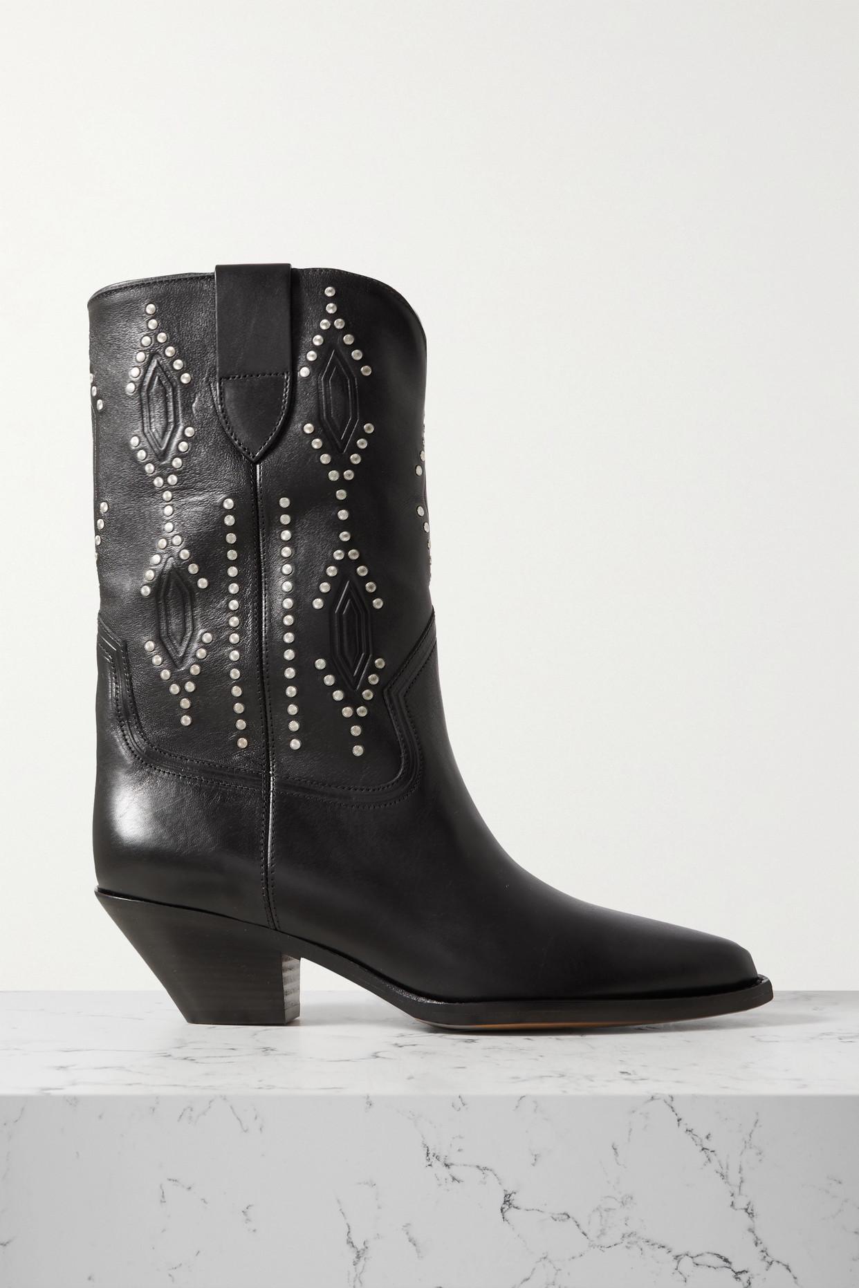kontrast ligegyldighed Monarch Isabel Marant Dahope Studded Leather Boots in Black | Lyst
