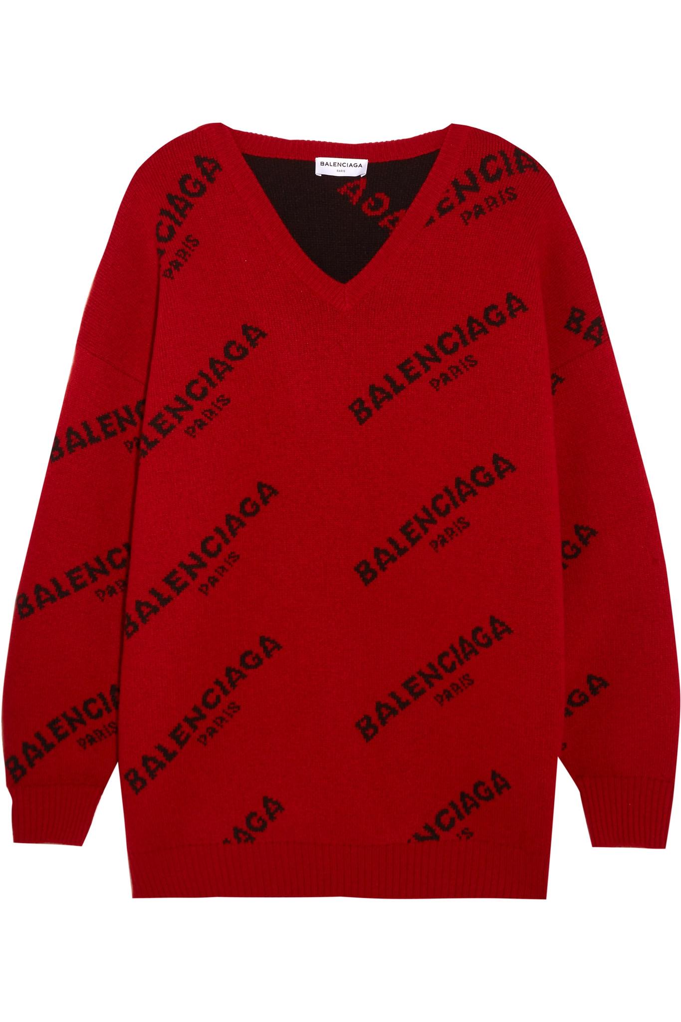 balenciaga logo sweater red