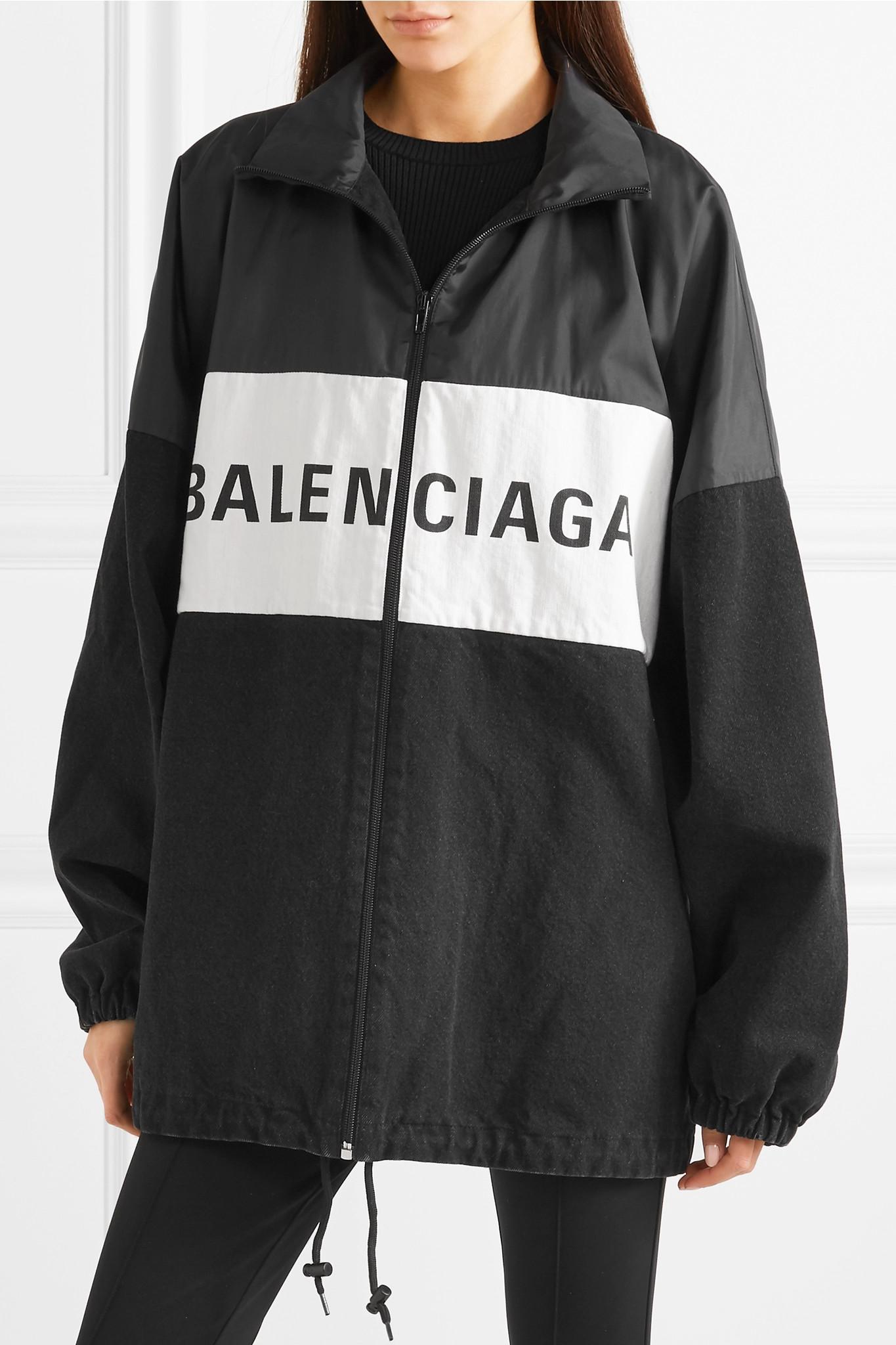 Balenciaga Synthetic Nylon Logo Denim Jacket in Black - Save 30% - Lyst