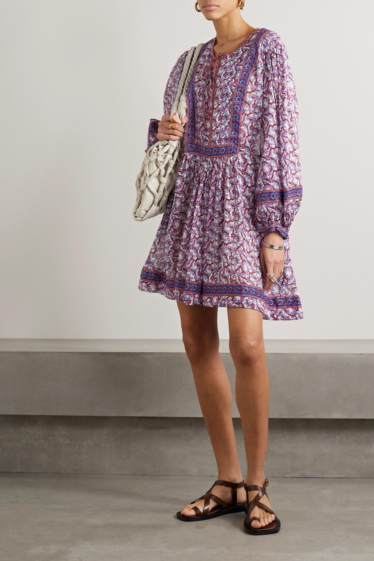 Étoile Isabel Marant Gilinesia Printed Cotton-voile Mini Dress Purple | Lyst UK