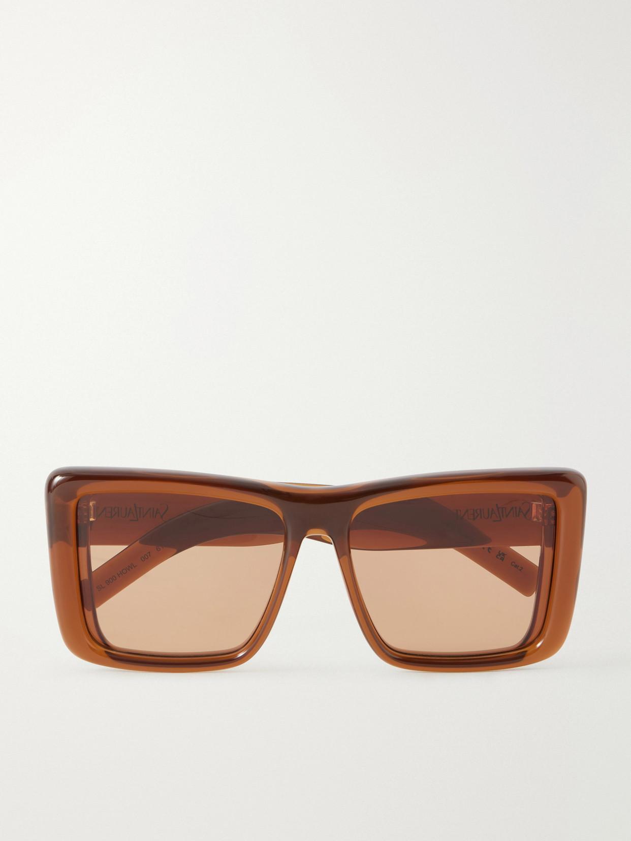 Saint Laurent SL901 HOWL 017 Sunglasses Shiny Brown Square Frame, Brown Lenses SAINT LAURENT EYEWEAR SL 900 Howl square-frame acetate  main image 2