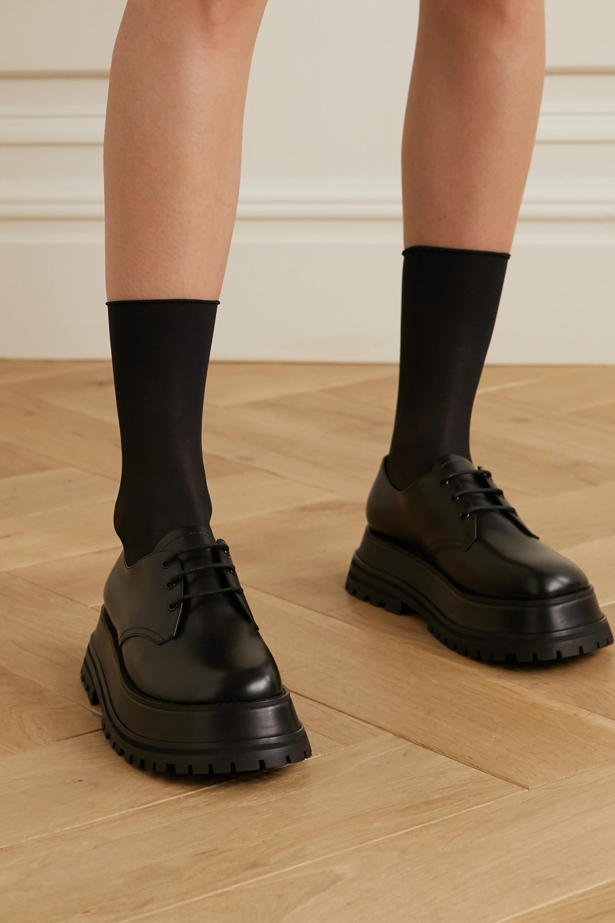Burberry Guild Leather Platform Brogues in Black | Lyst
