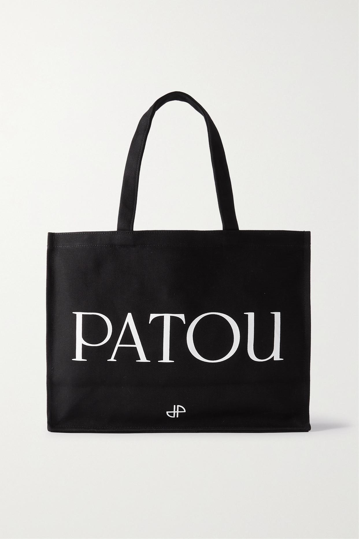 Patou Large Printed Organic Cotton-canvas Tote Bag in Black | Lyst