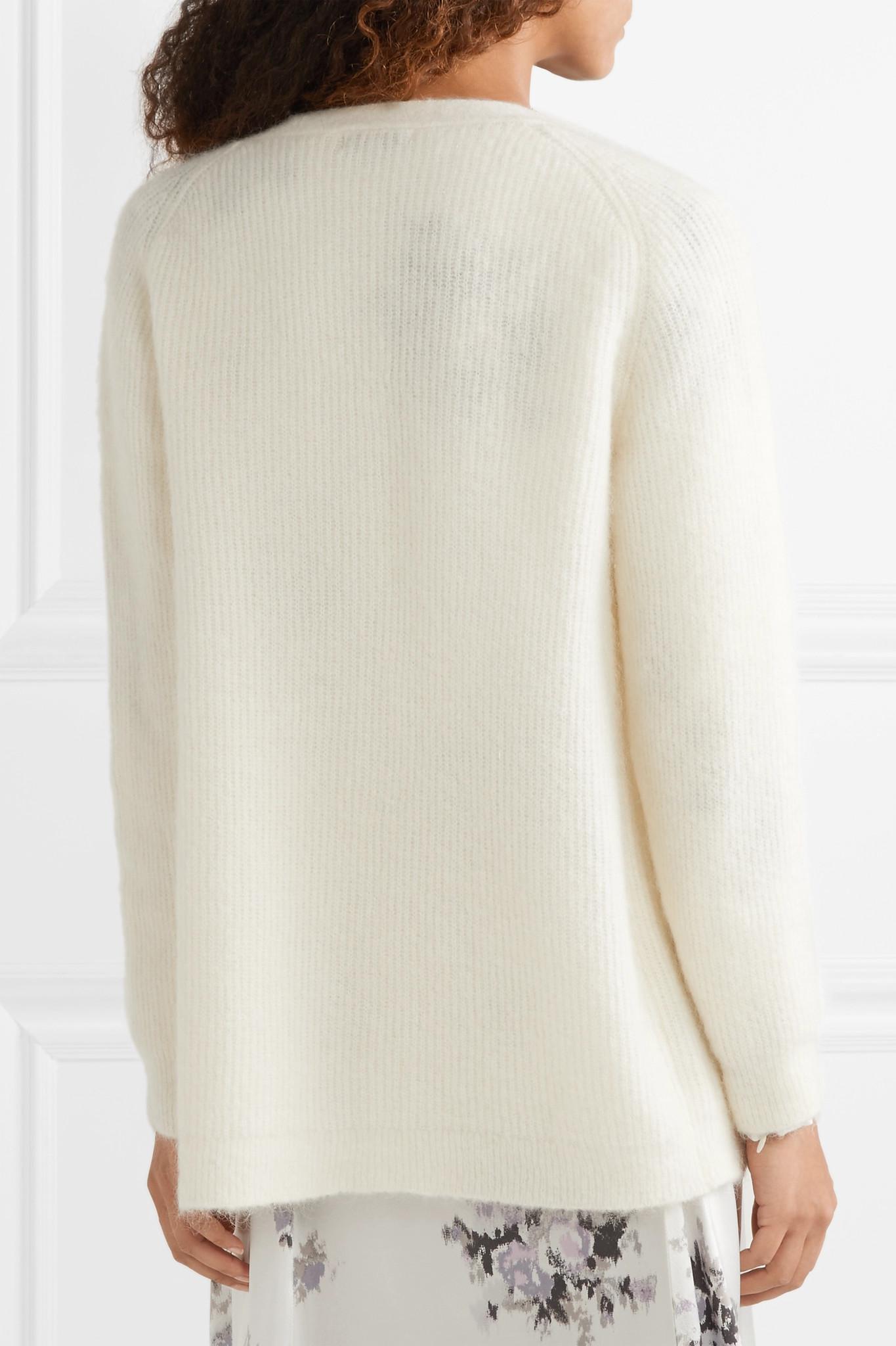 Ganni Wool Callahan Oversized Ribbed-knit Cardigan in Cream (Natural) - Lyst