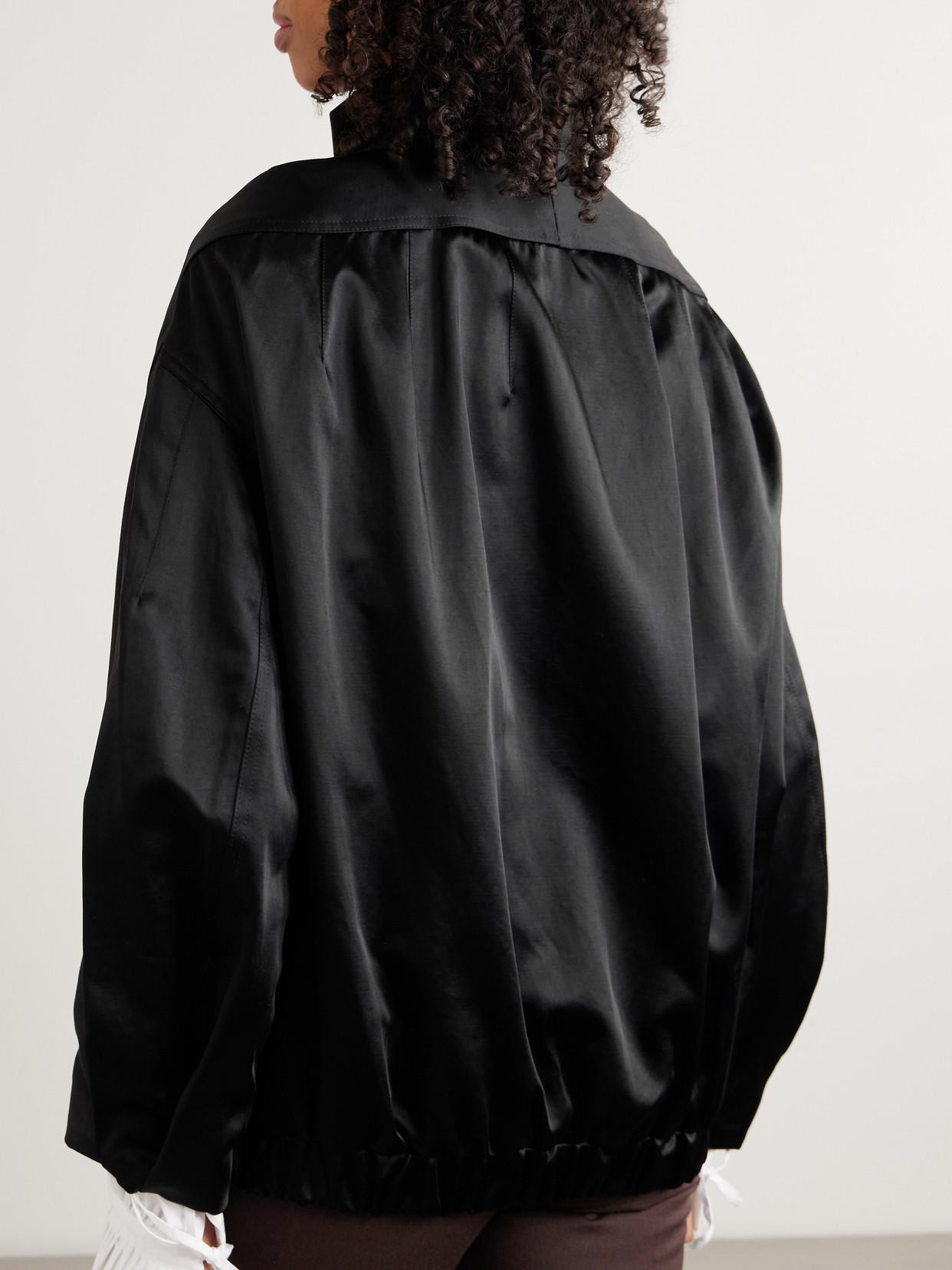 Dries Van Noten Oversized Satin Bomber Jacket in Black | Lyst 