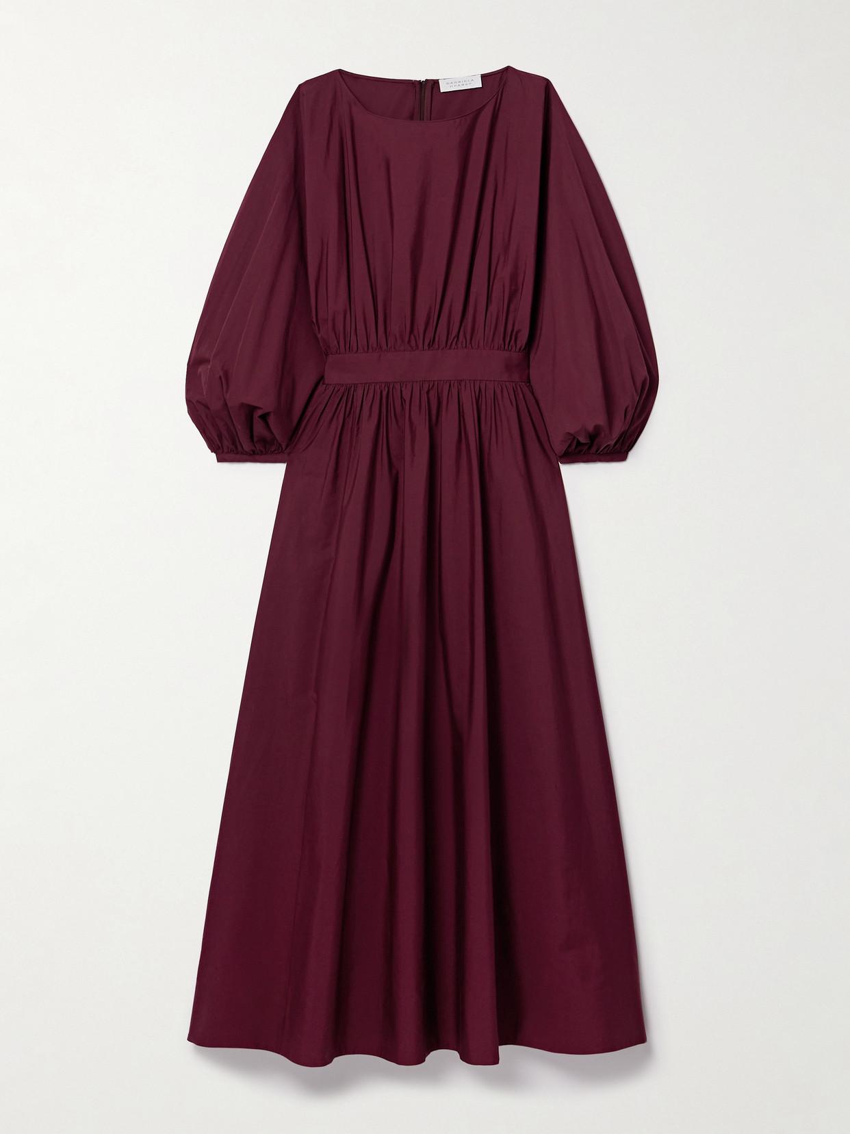 Gabriela Hearst Ahmose Gathered Cotton-Poplin Midi Dress in Purple | Lyst