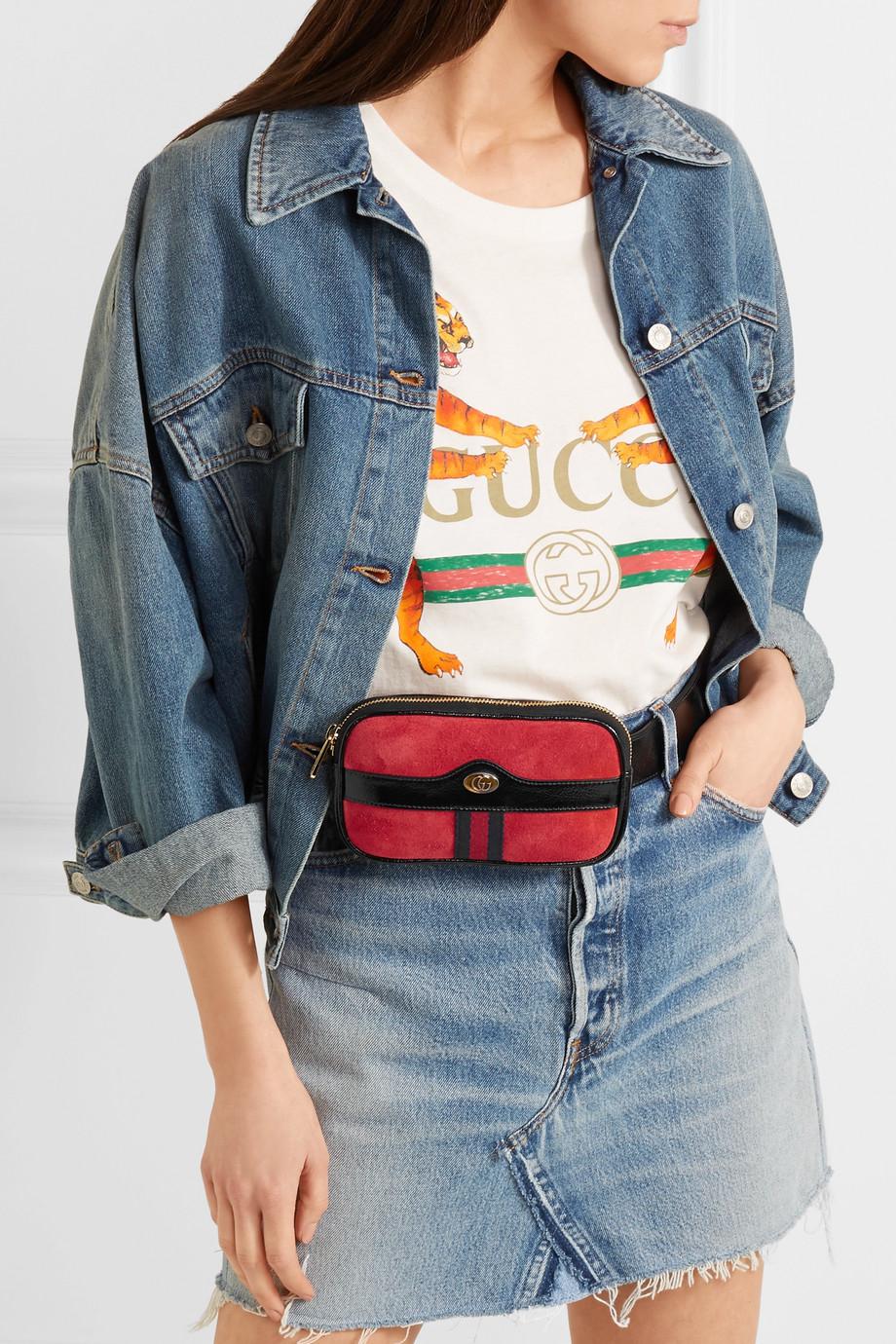 Gucci Cotton Red/black Ophidia Belt Bag 