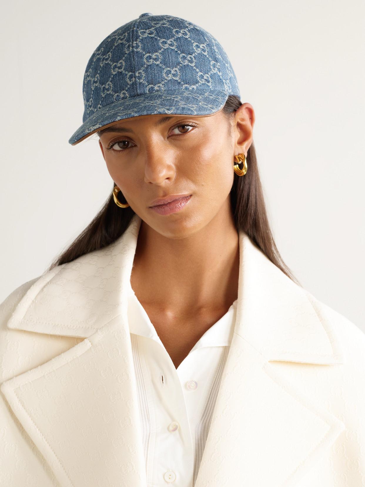 43-26 Preloved Gucci Leather-Trimmed Logo-Jacquard Denim Baseball Cap Gucci Leather-Trimmed Denim Baseball Cap in Blue | Lyst UK main image 3