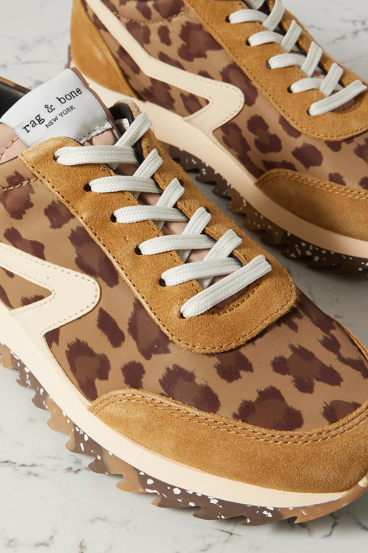 Rag & Bone Retro Runner Suede And Leather-trimmed Leopard-print  Recycled-shell Sneakers in Brown | Lyst
