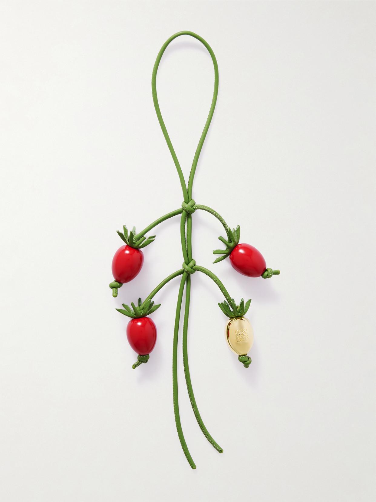 【LOEWE】Paula's Ibiza ★トマトブランチ レザーバッグチャーム Loewe Paula's Ibiza Tomato Branch-Tone, Resin And Leather