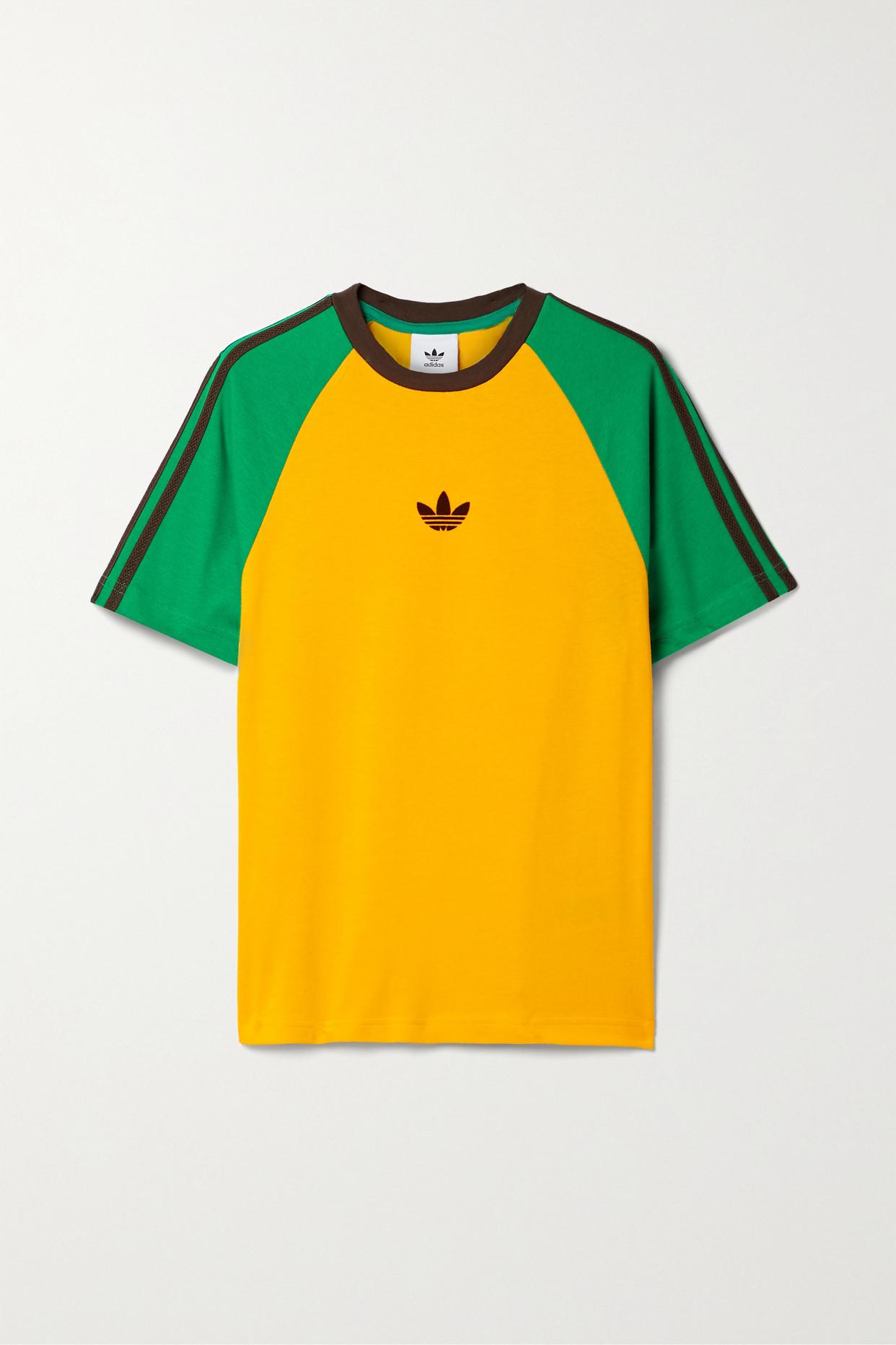 adidas Originals + Wales Bonner Crochet-trimmed Color-block Organic  Cotton-jersey T-shirt in Yellow | Lyst