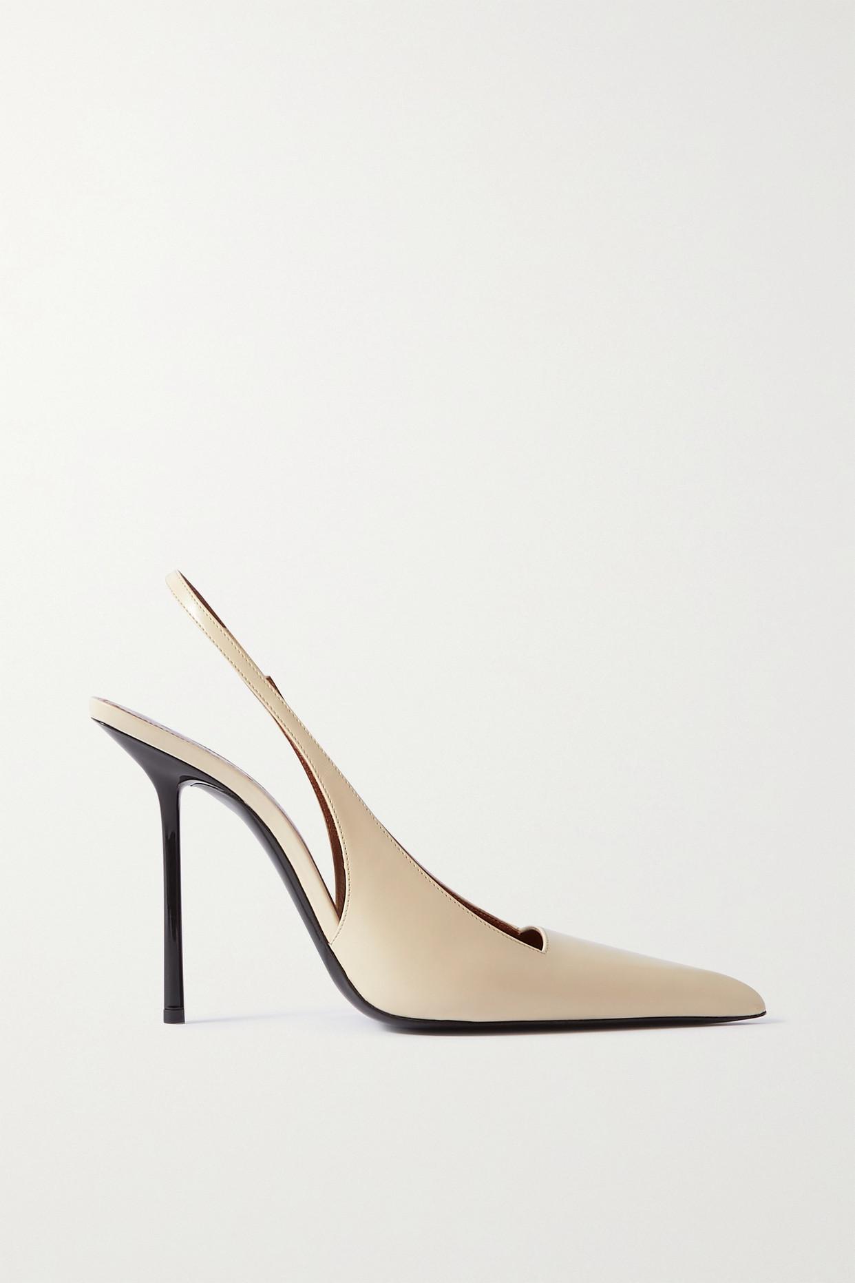 Saint Laurent Kiss Leather Slingback Pumps in White | Lyst