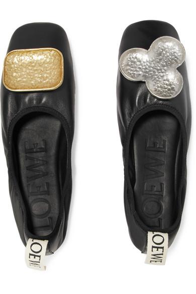 loewe shamrock leather ballet flats