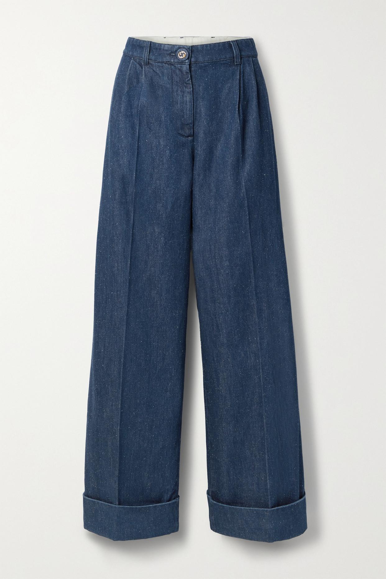 Gucci Pleated High-rise Wide-leg Jeans in Blue | Lyst
