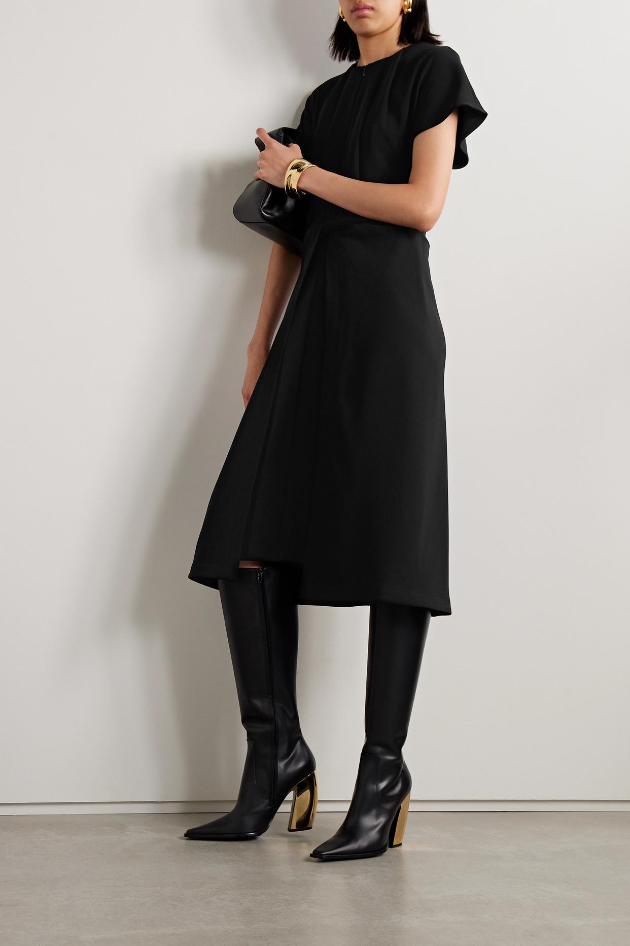 Proenza Schouler Layered Pleated Crepe Midi Dress in Black Lyst UK