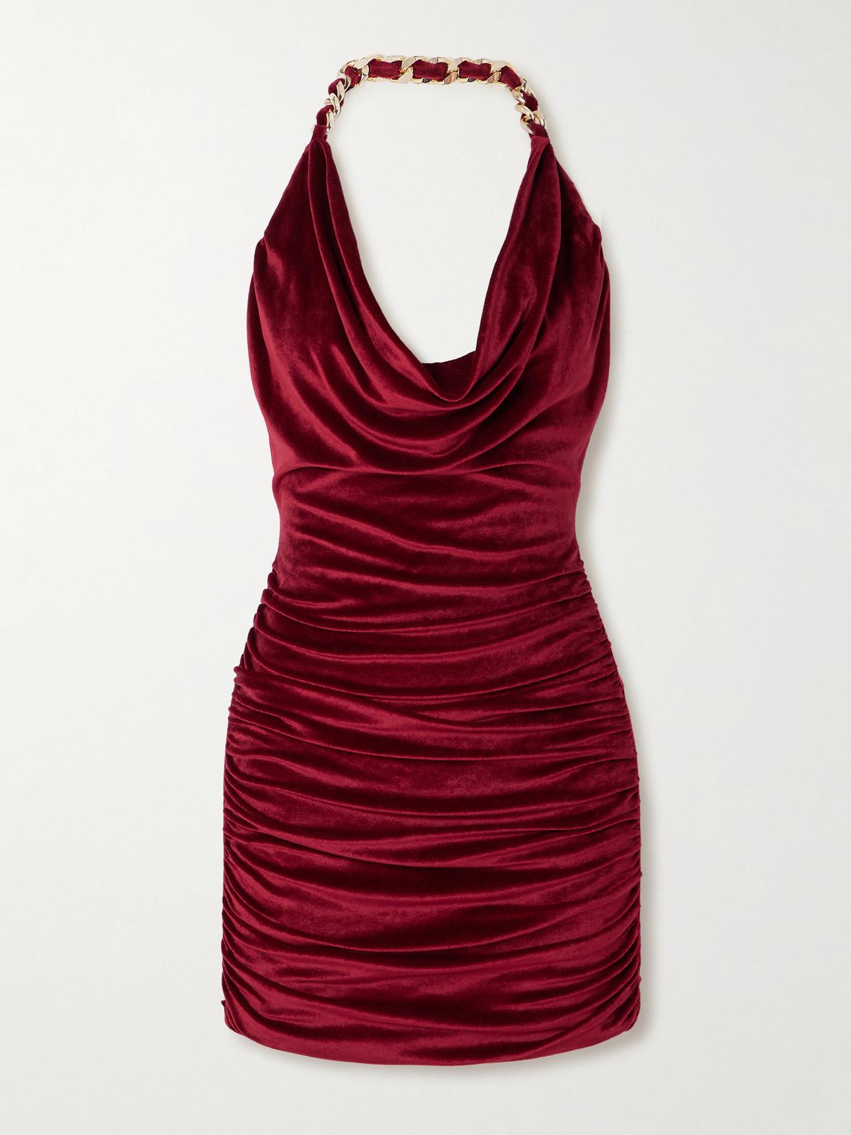 【関税＆送料込み】Balmain Burgundy Viscose Blend Dress Balmain Burgundy Viscose Blend Dress in Red | Lyst