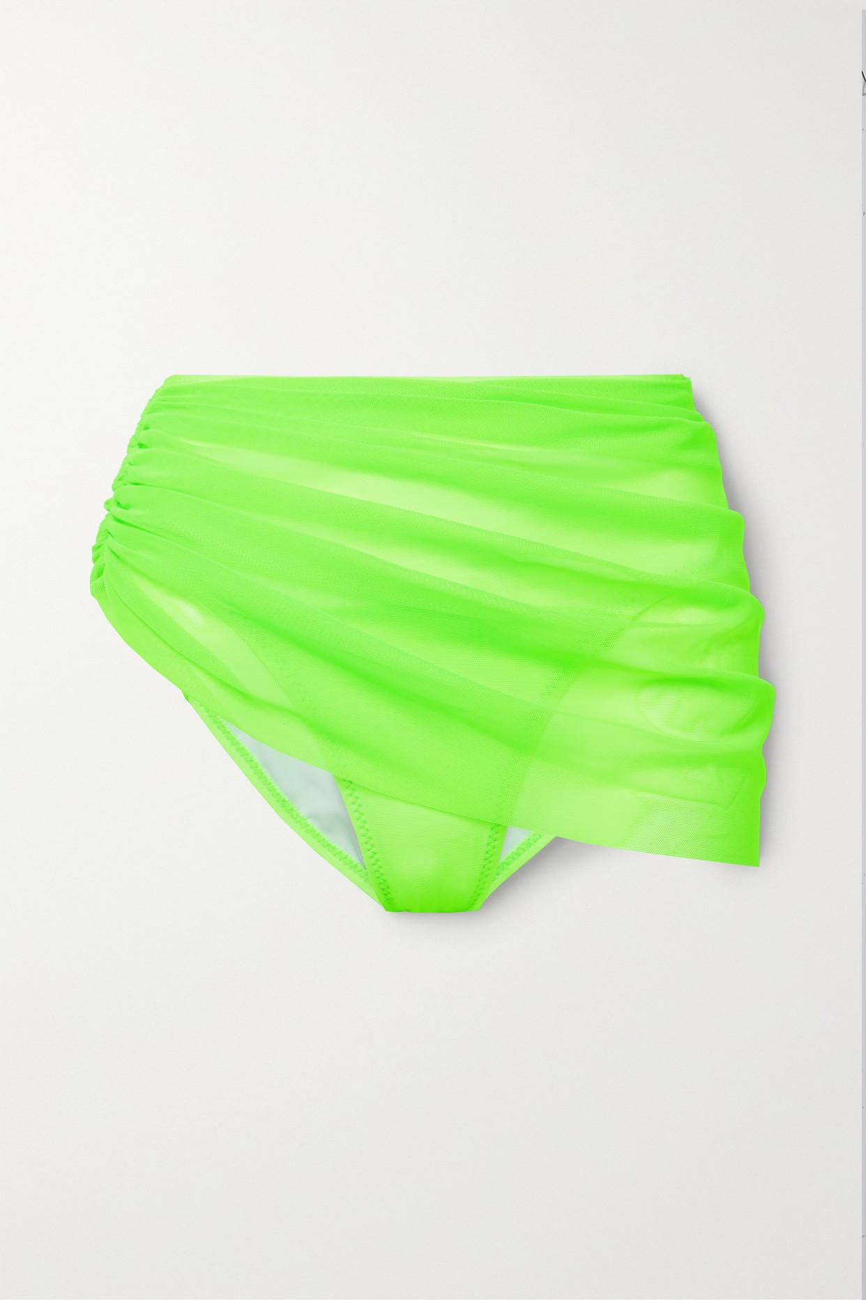 Norma Kamali Diana Ruched Neon Stretchtulle Bikini Briefs in Green Lyst