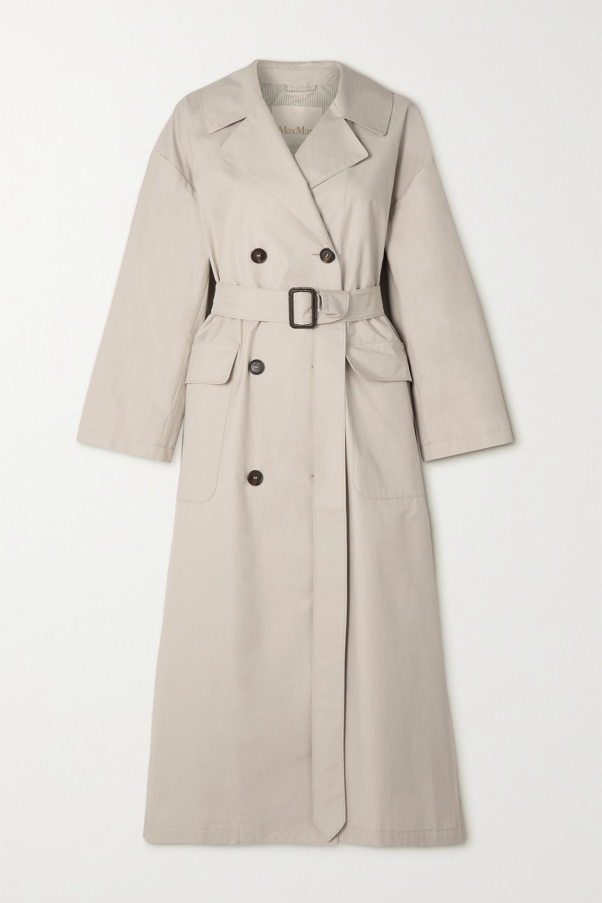 Max Mara Cube Double Breasted Cotton Blend Gabardine Trench Coat In Natural Lyst UK