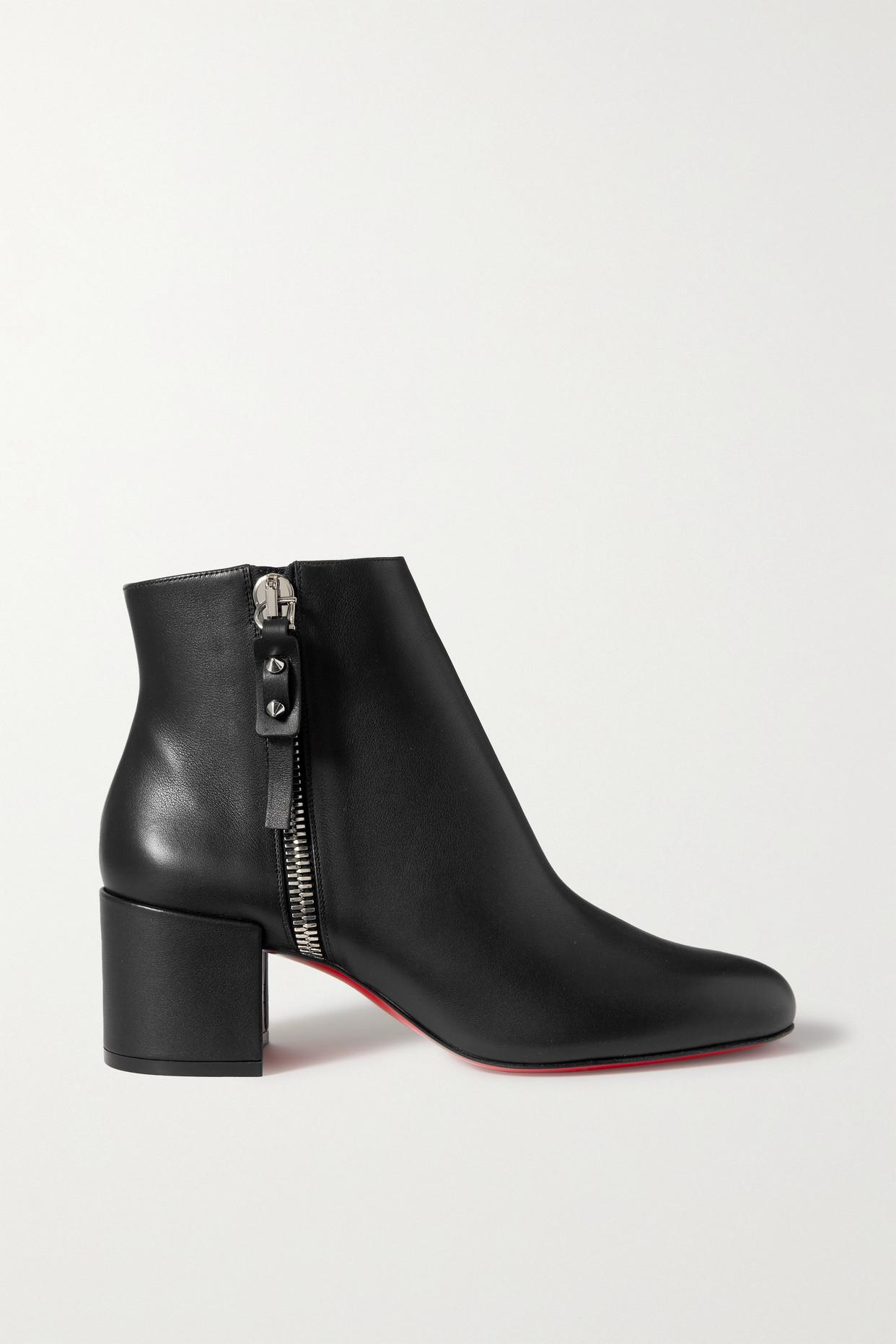 Christian Louboutin Ziptotal 55 Leather Ankle Boots in Black | Lyst