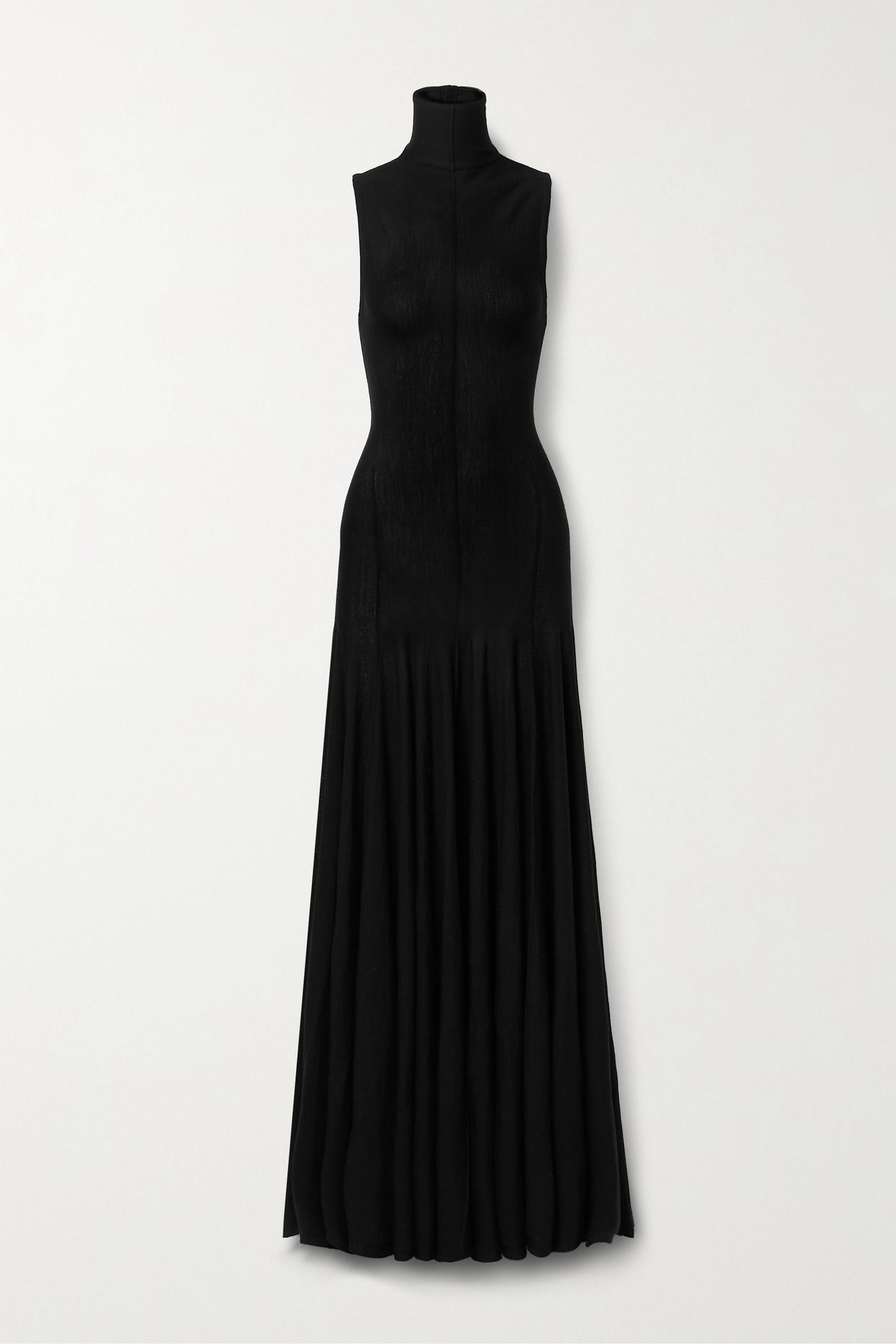 Khaite Romee Open-back Draped Merino Wool Maxi Dress in Black | Lyst