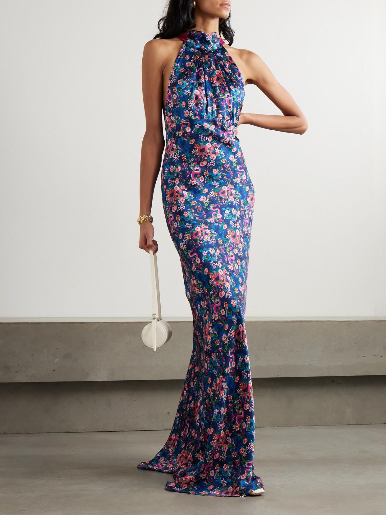 aje questa puff midi dress Gabrielle Plunge Midi Dress-BLACK / 4