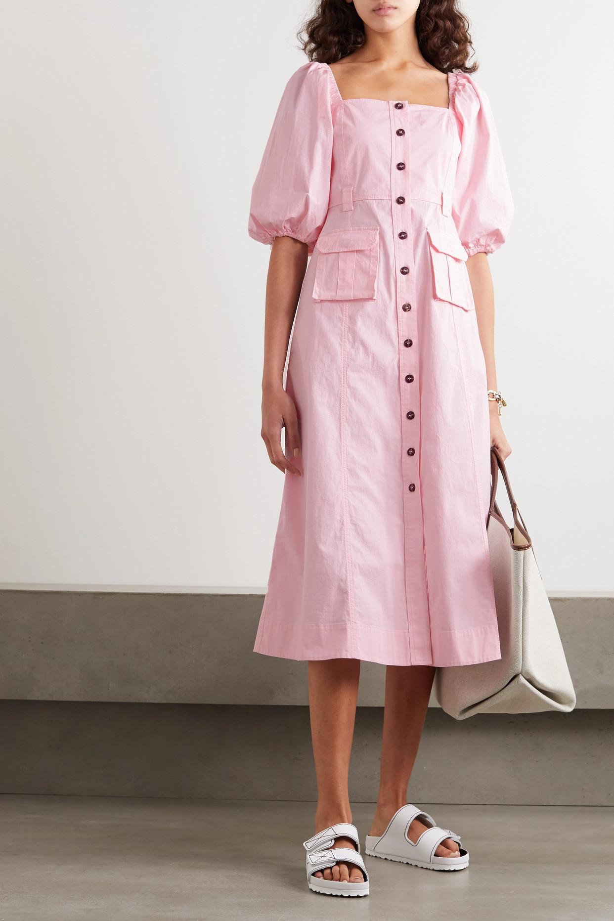 Ganni Cotton-blend Ripstop Midi Dress 