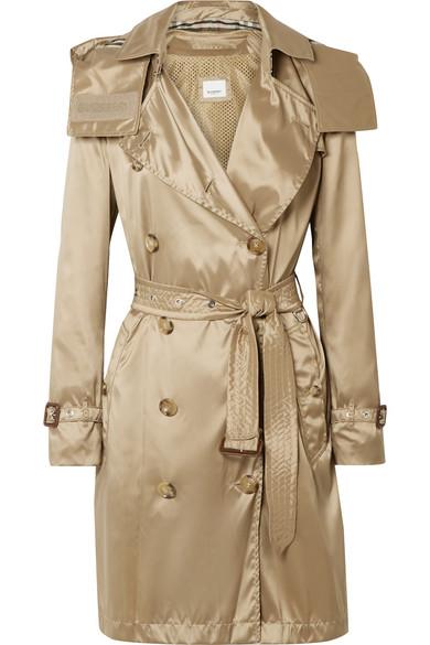 Burberry The Kensington Hooded Econyl Trench Coat in Natural | Lyst
