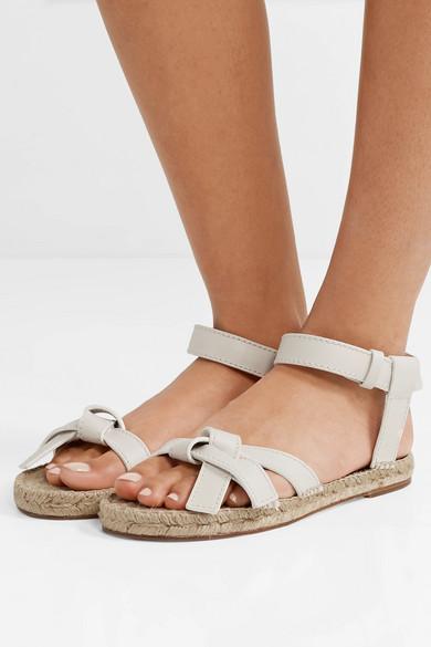 Loewe Gate Logo-embossed Leather Espadrille Sandals in White - Lyst