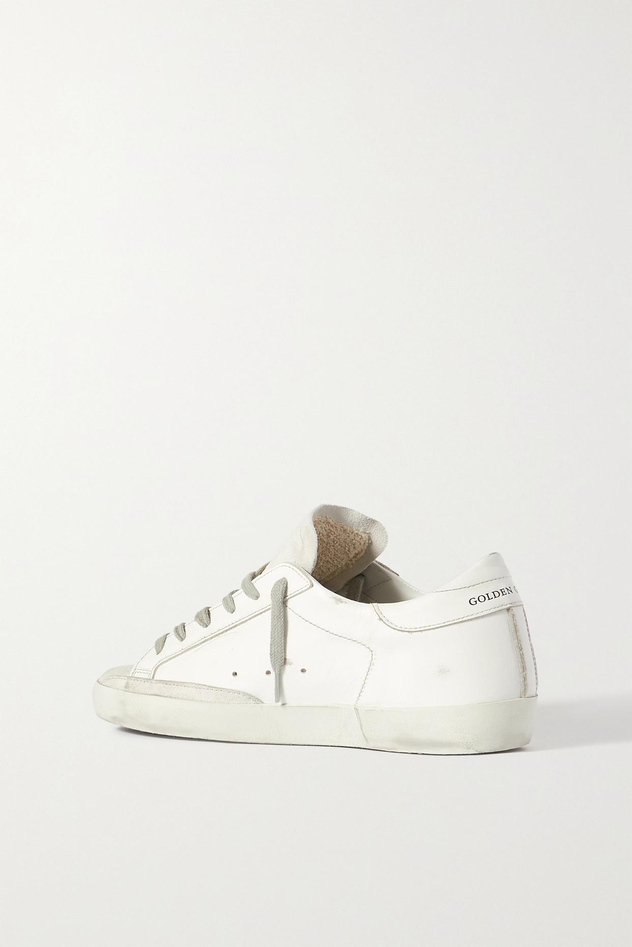 Golden Goose Superstar Crystal-embellished Distressed Leather And Suede  Sneakers in White | Lyst