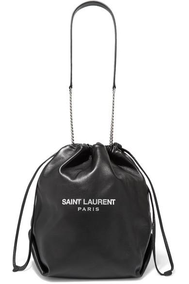 Saint Laurent Teddy Leather Bucket Bag In Nero Black Lyst