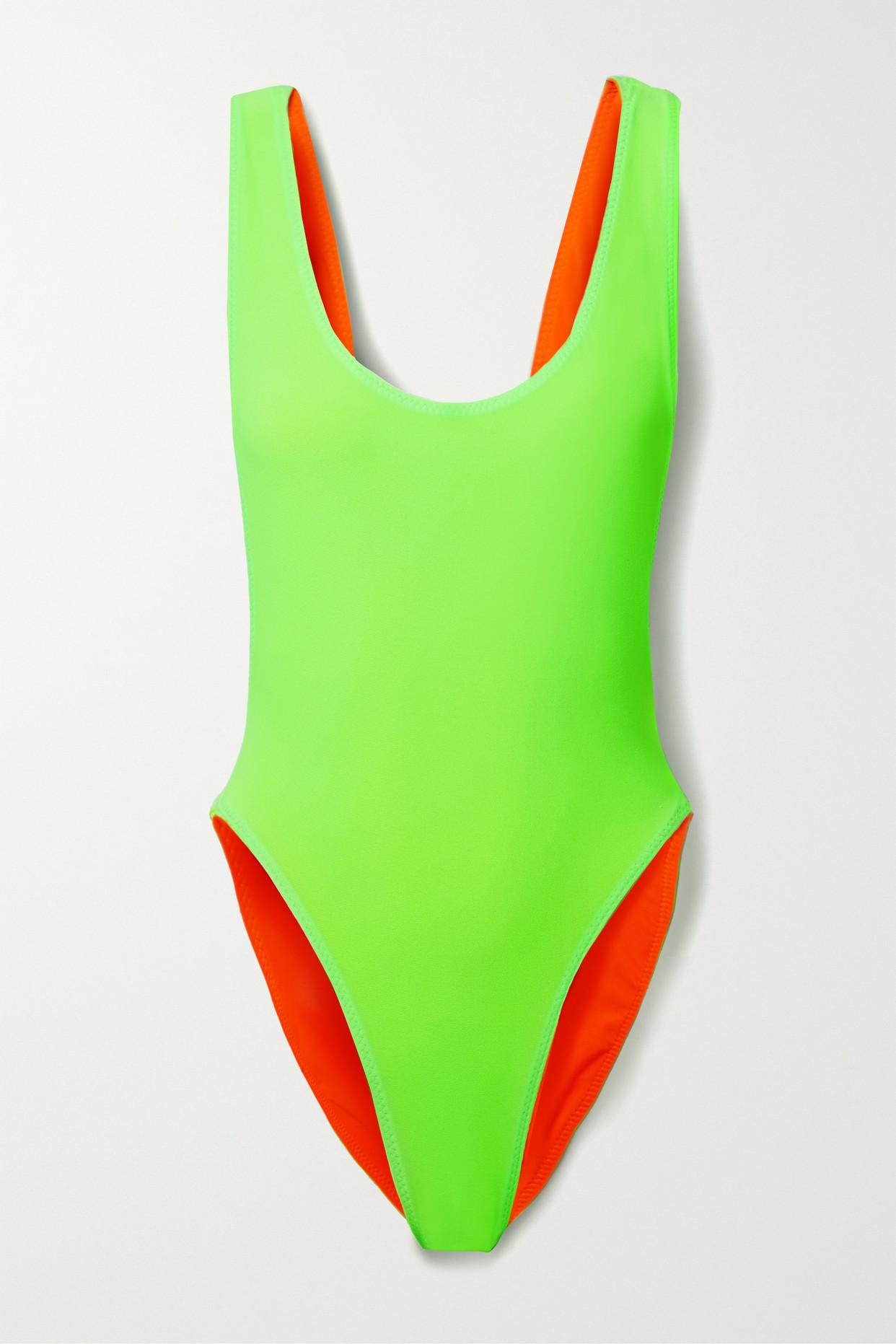Norma Kamali Marissa Reversible Neon Swimsuit in Green | Lyst