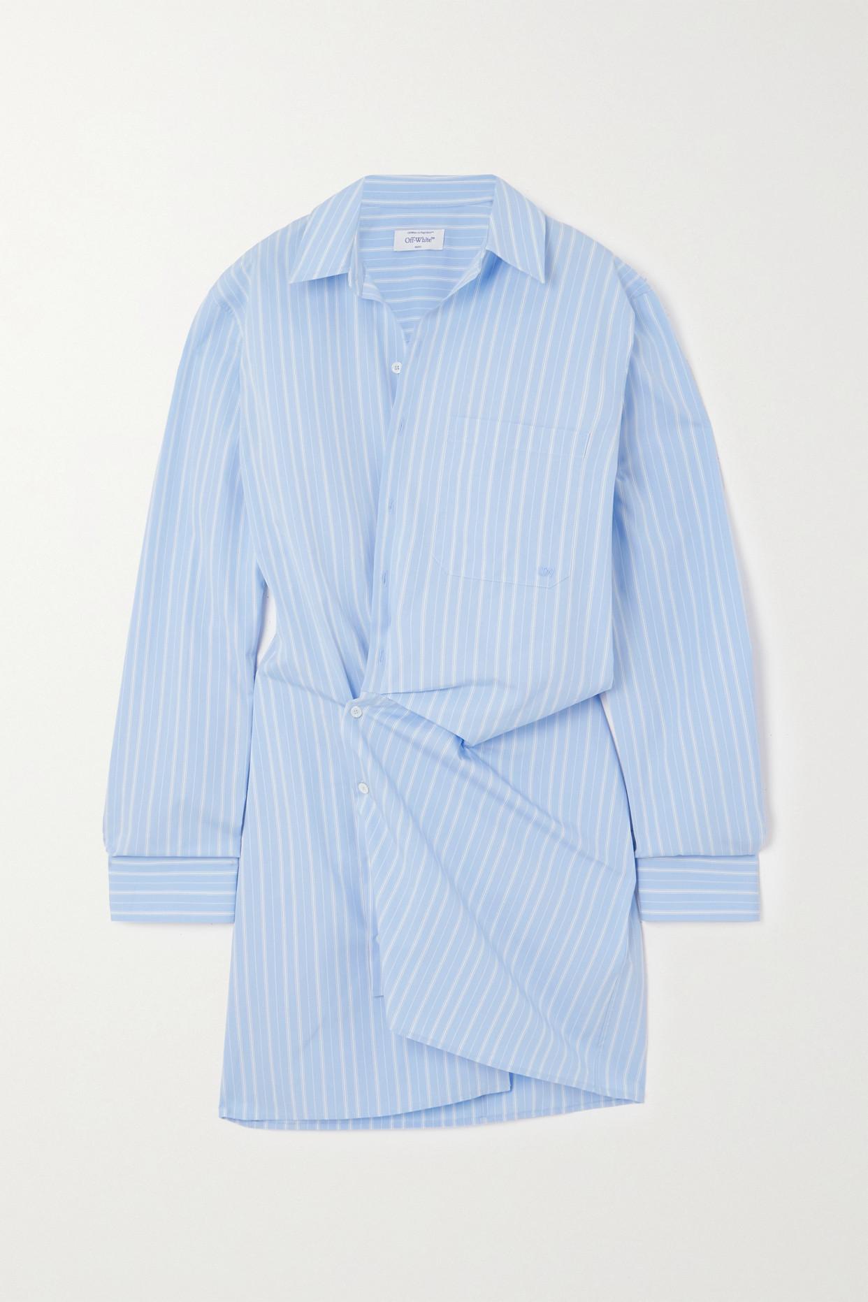 Off-White c/o Virgil Abloh Striped Cotton-poplin Mini Shirt Dress in Blue |  Lyst