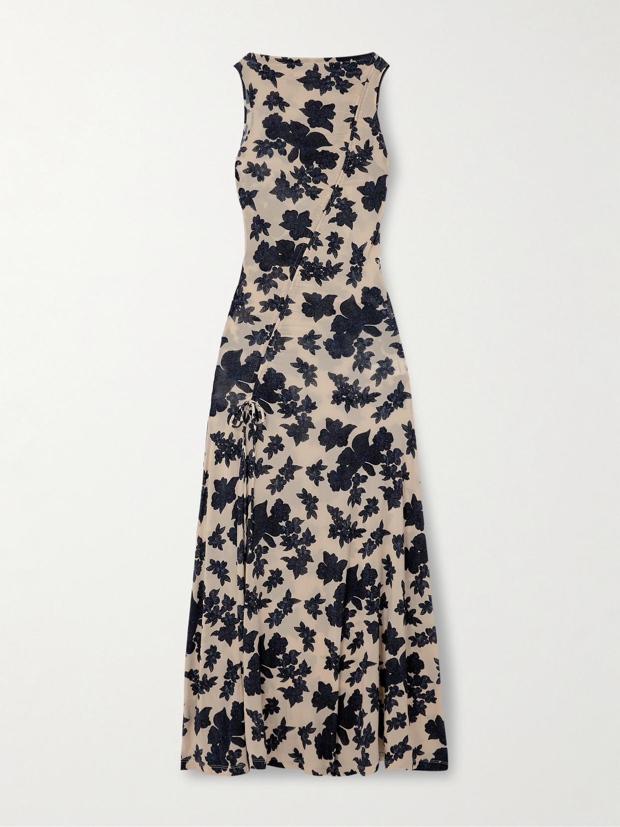 Ulla Johnson Natalia Pleated Floral-Print Stretch-Jersey Maxi Dress in  White | Lyst