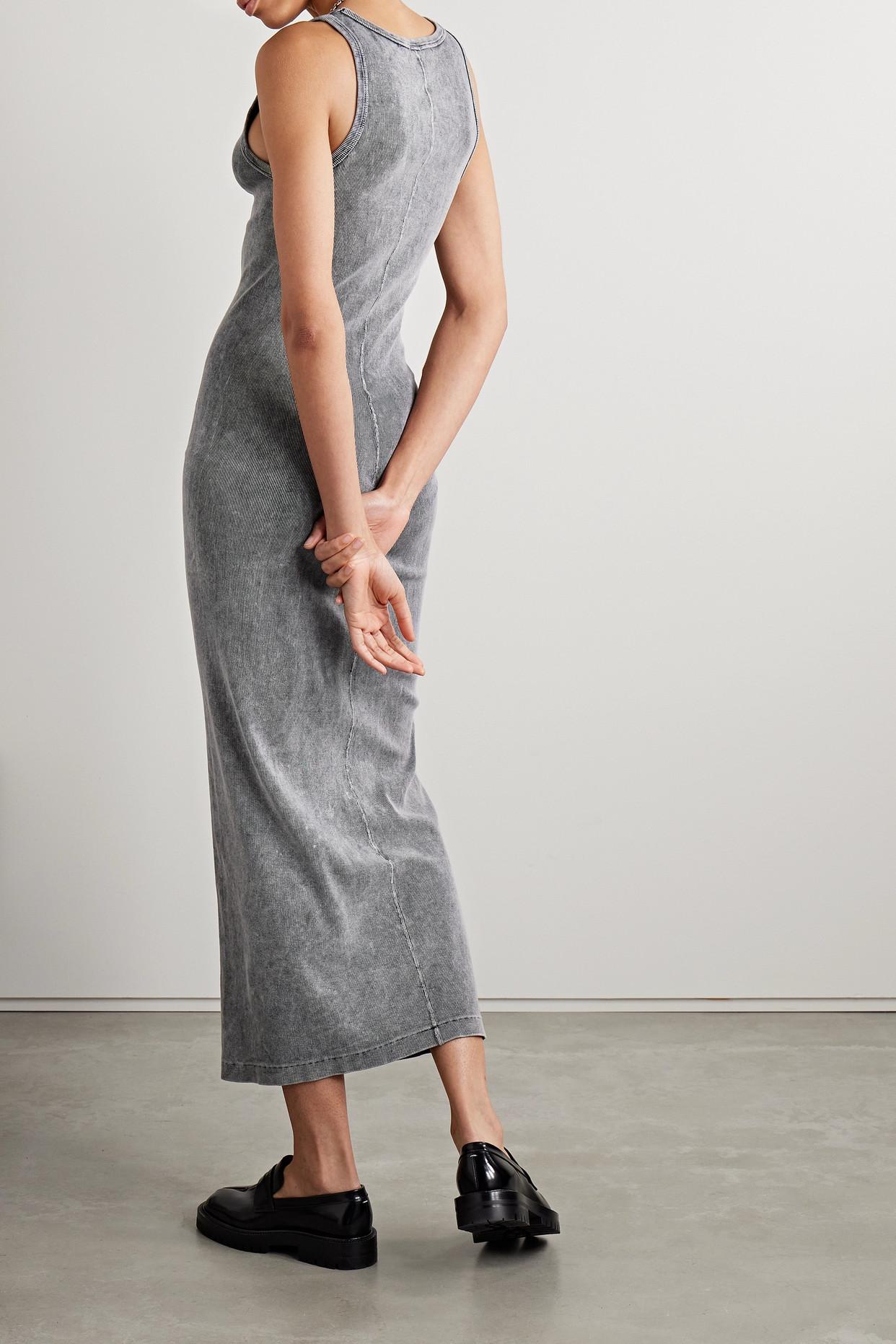 RE/DONE Ribbed Stretch-cotton Jersey Maxi Dress in Gray | Lyst