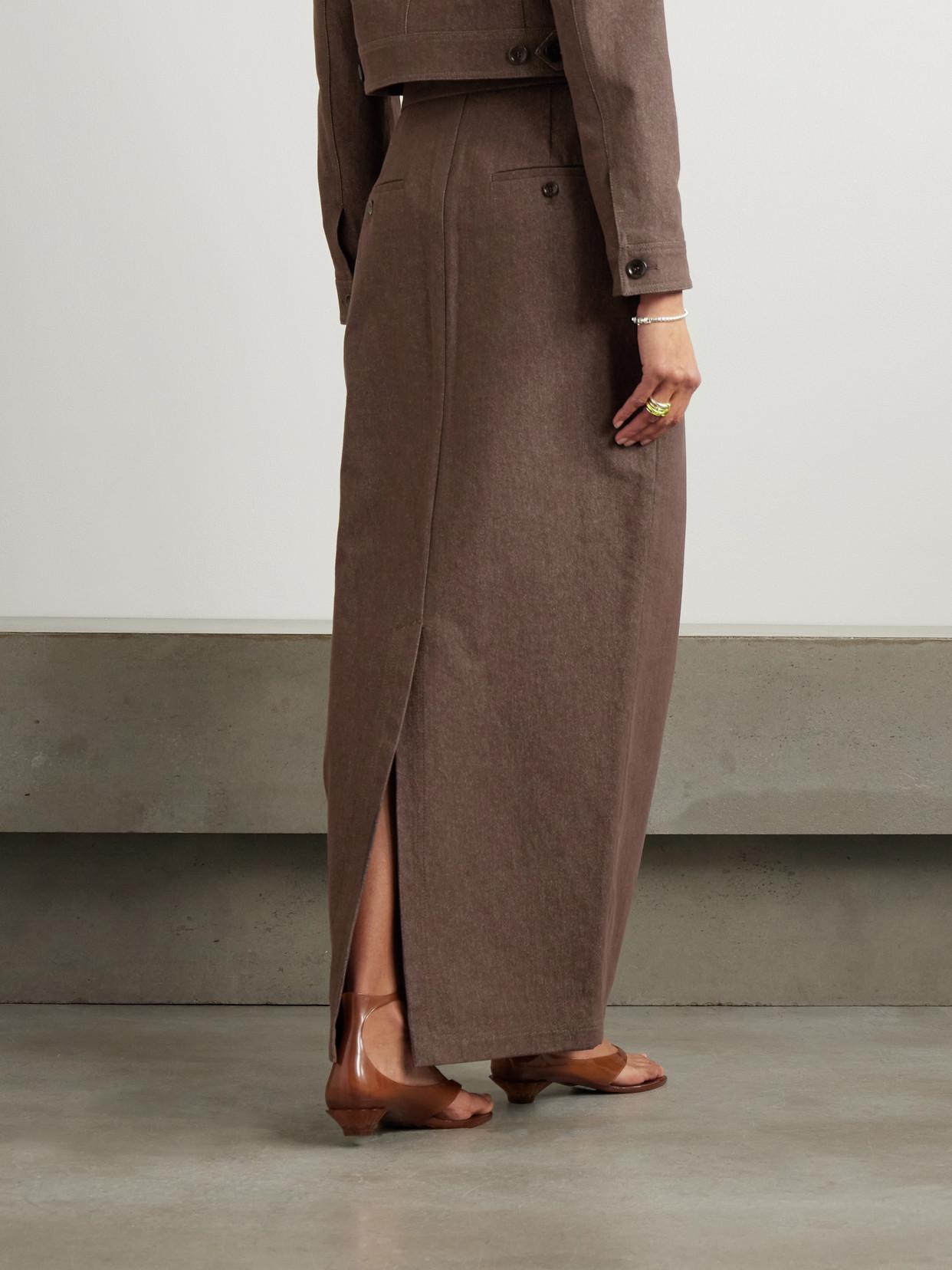 スカート MAX MARA Pianosa sfilata cotton long skirt Marrone Denim-effect cotton skirt, brown | 