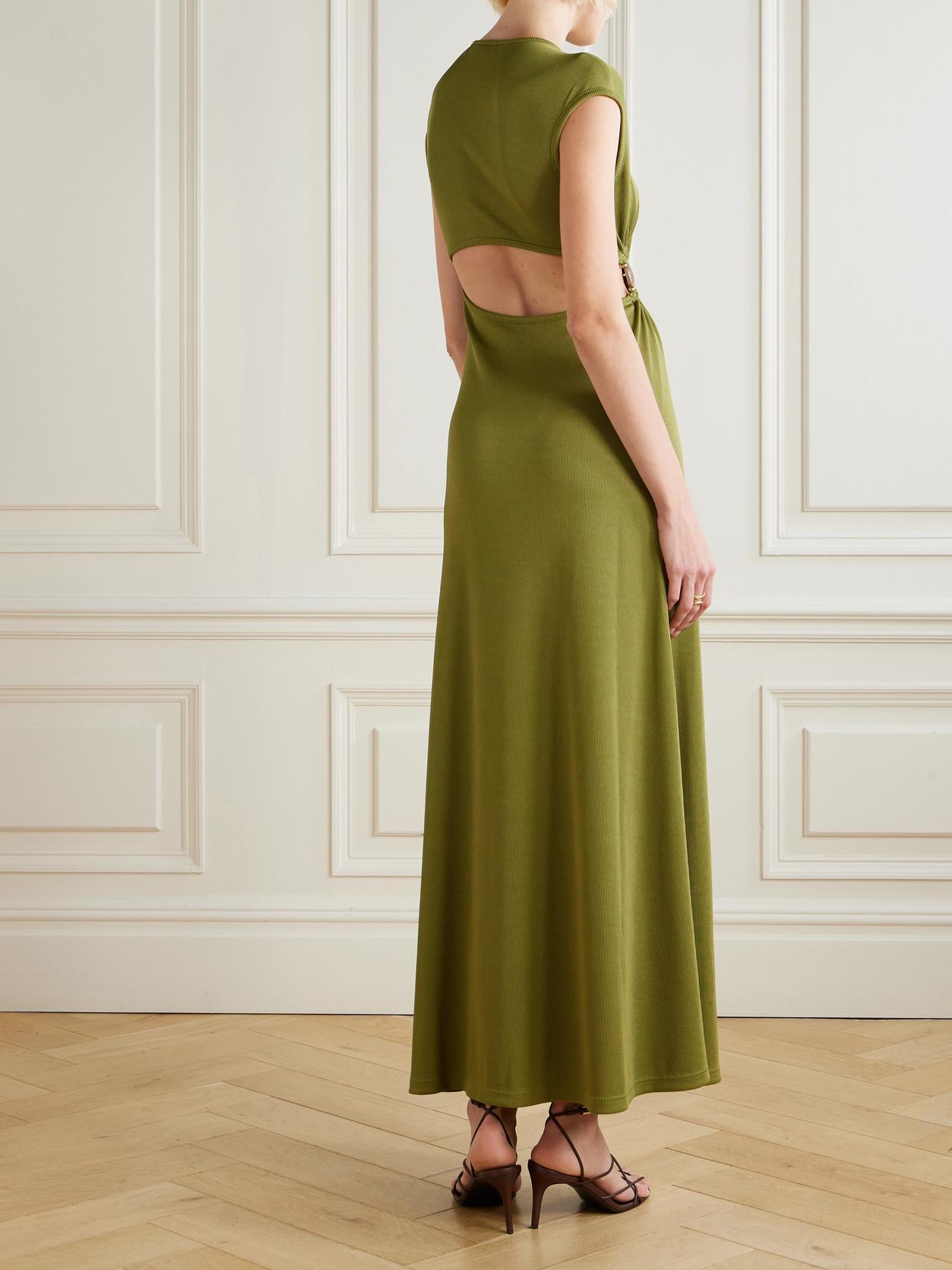 christopher esber embellished jersey maxi dress Cutout Ribbed-Jersey in Green christmasdresses