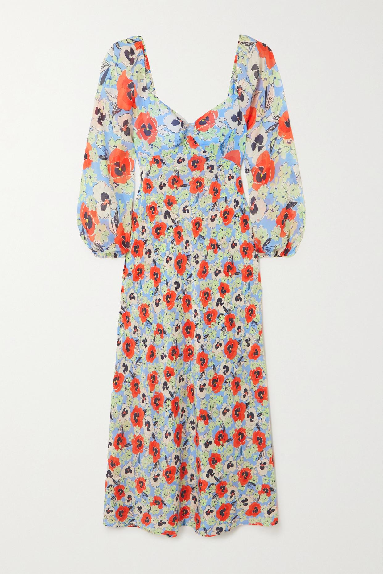 RIXO London Seide Gio Midikleid Aus 