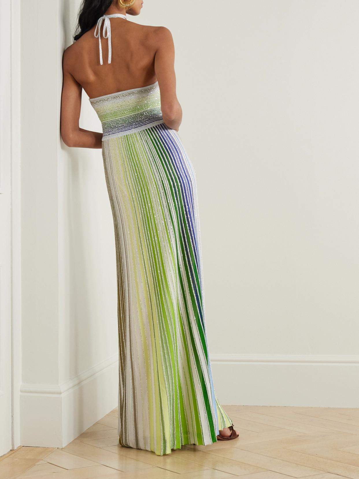 crochet knit top maxi dress green Teneika Crochet Knit Maxi Dress / Light Aqua | MESHKI main image 1