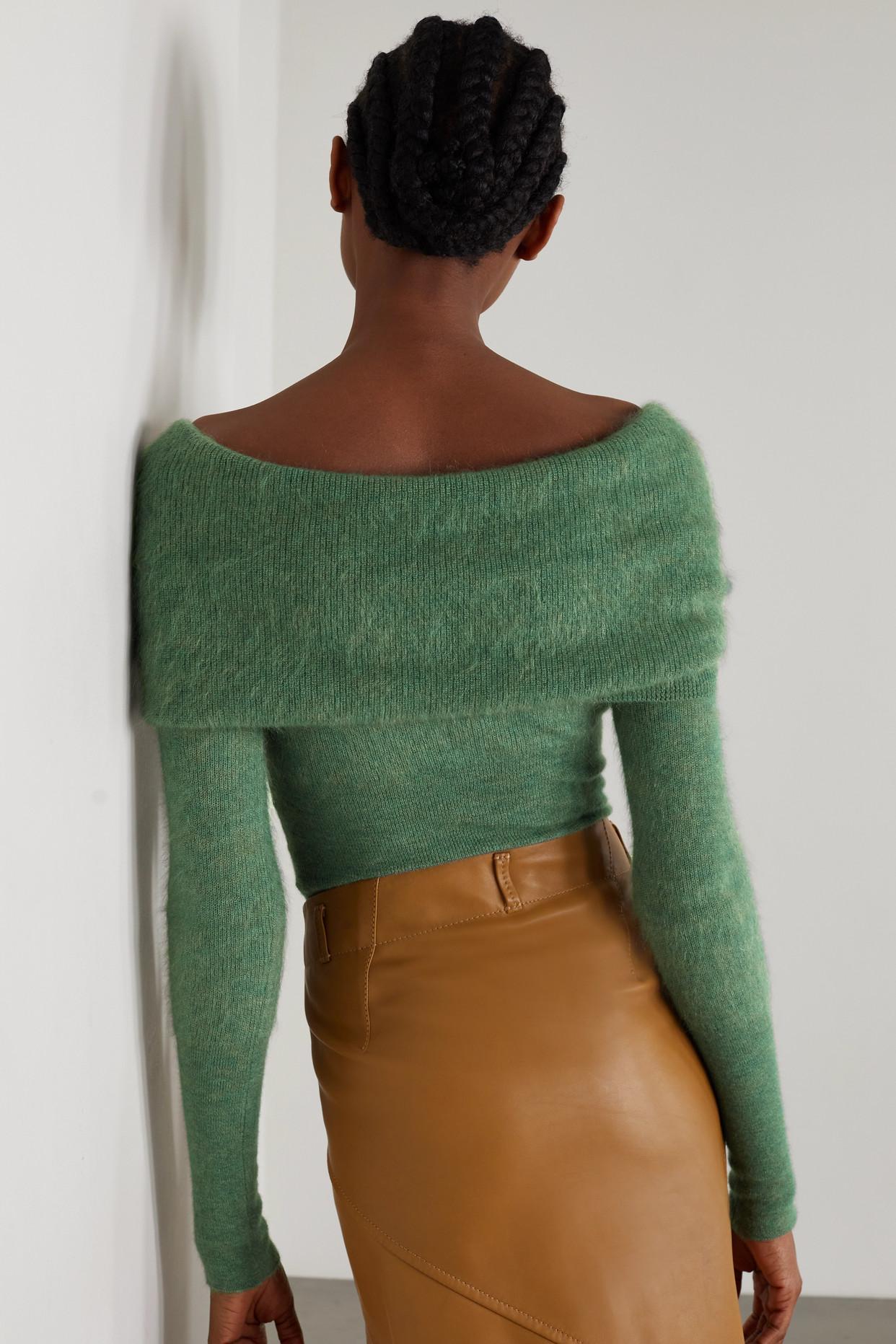 Jacquemus Ascua Off-the-shoulder Knitted Sweater in Green | Lyst