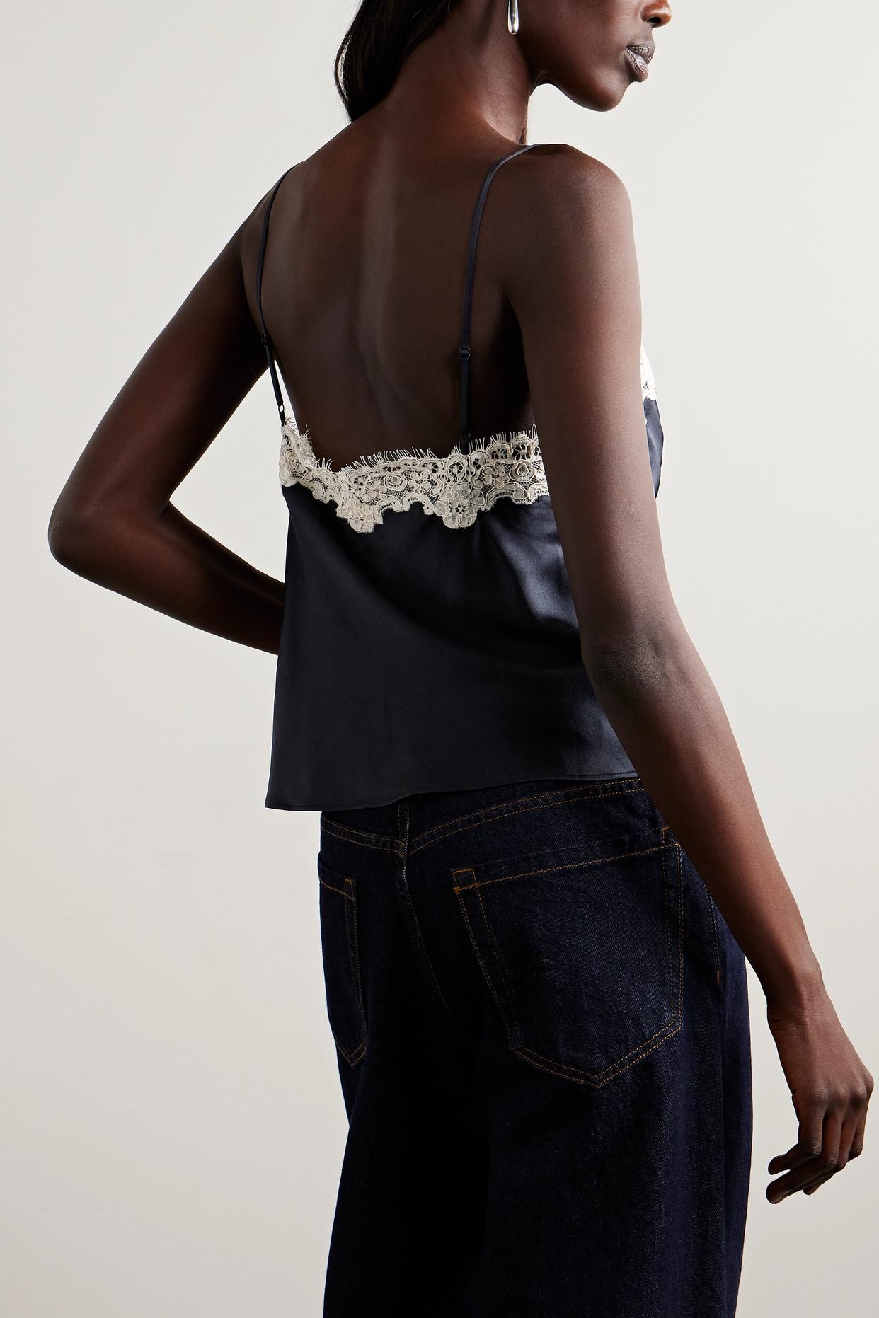 Doen Neria Corded Lace-trimmed Silk-satin Camisole in Blue