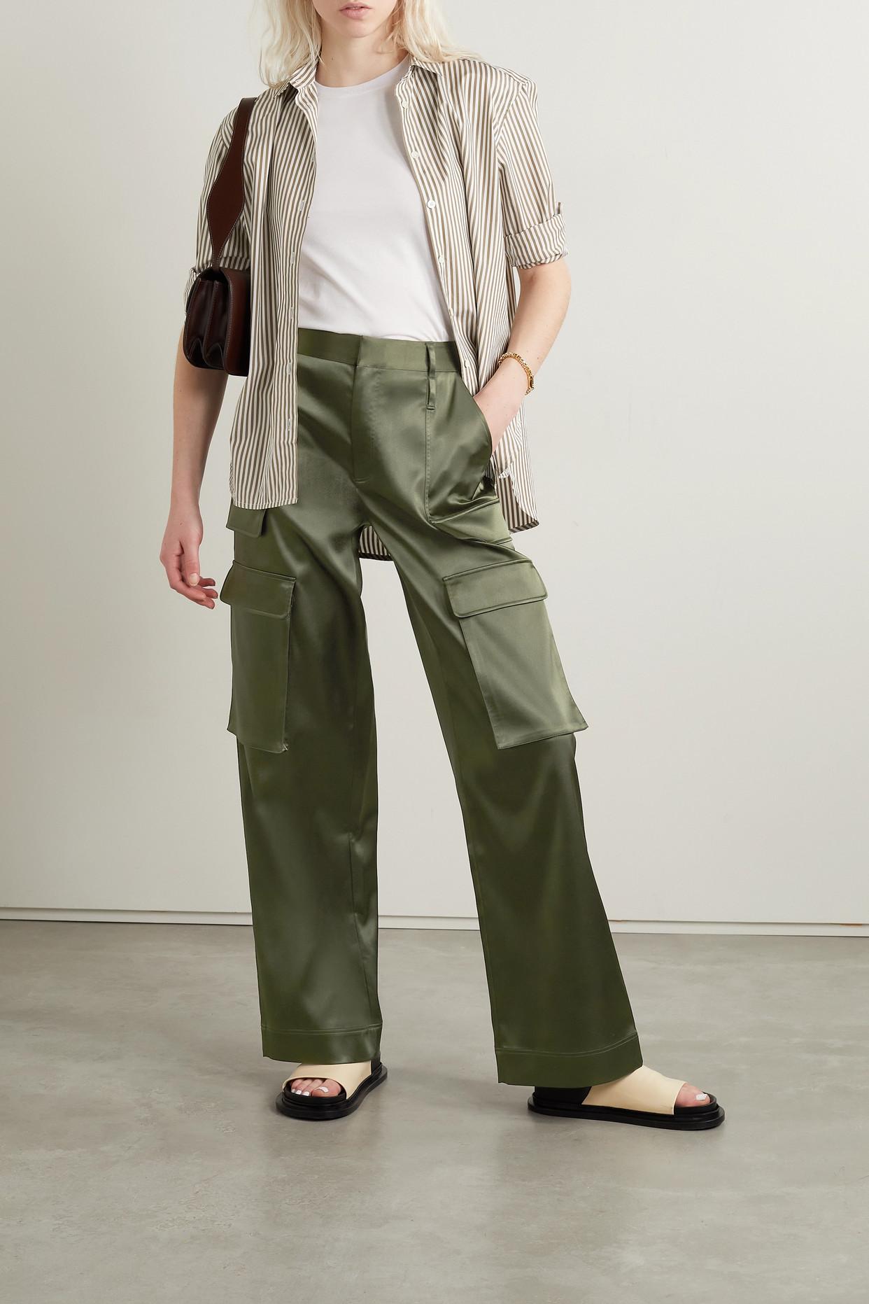 Buy Green Embroidered Straight Pants Online - W for Woman
