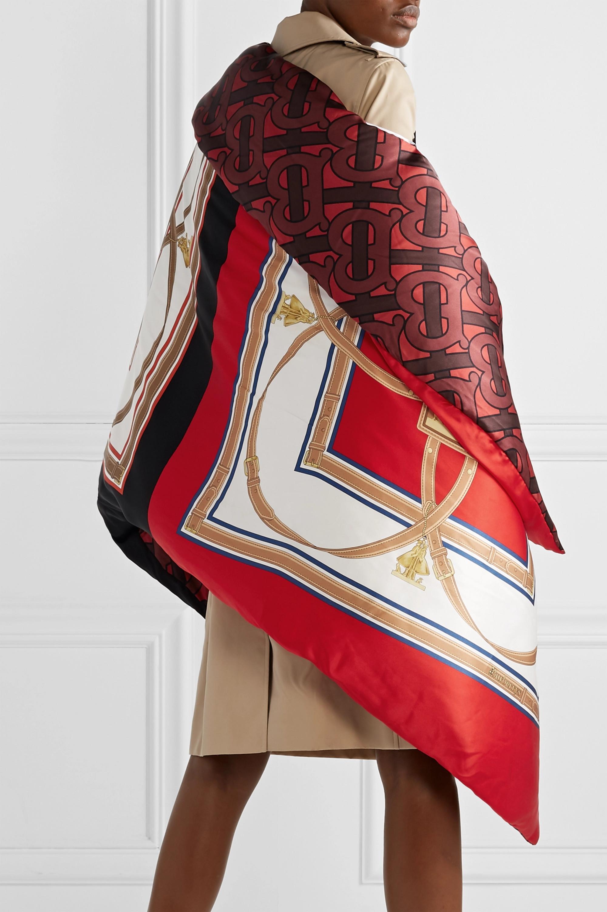 Burberry Printed Mulberry Silk-satin Cape in Crimson (Red) - Lyst