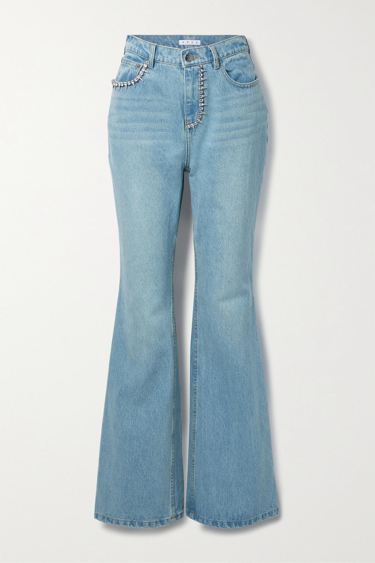 Area Crystal-embellished Cutout High-rise Bootcut Jeans in Blue | Lyst